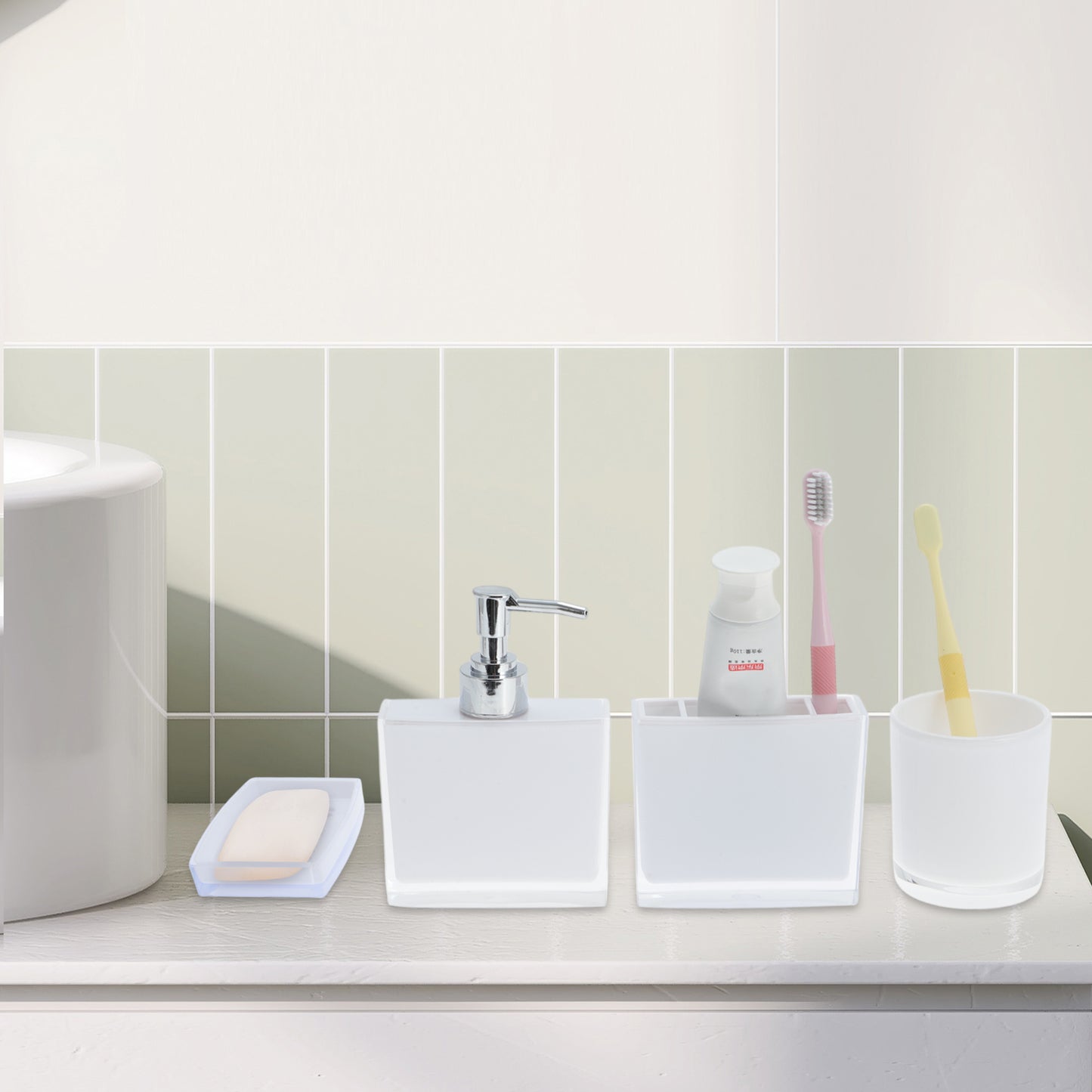 4 Pcs Set Lightweight Bathroom Accessories for Home White