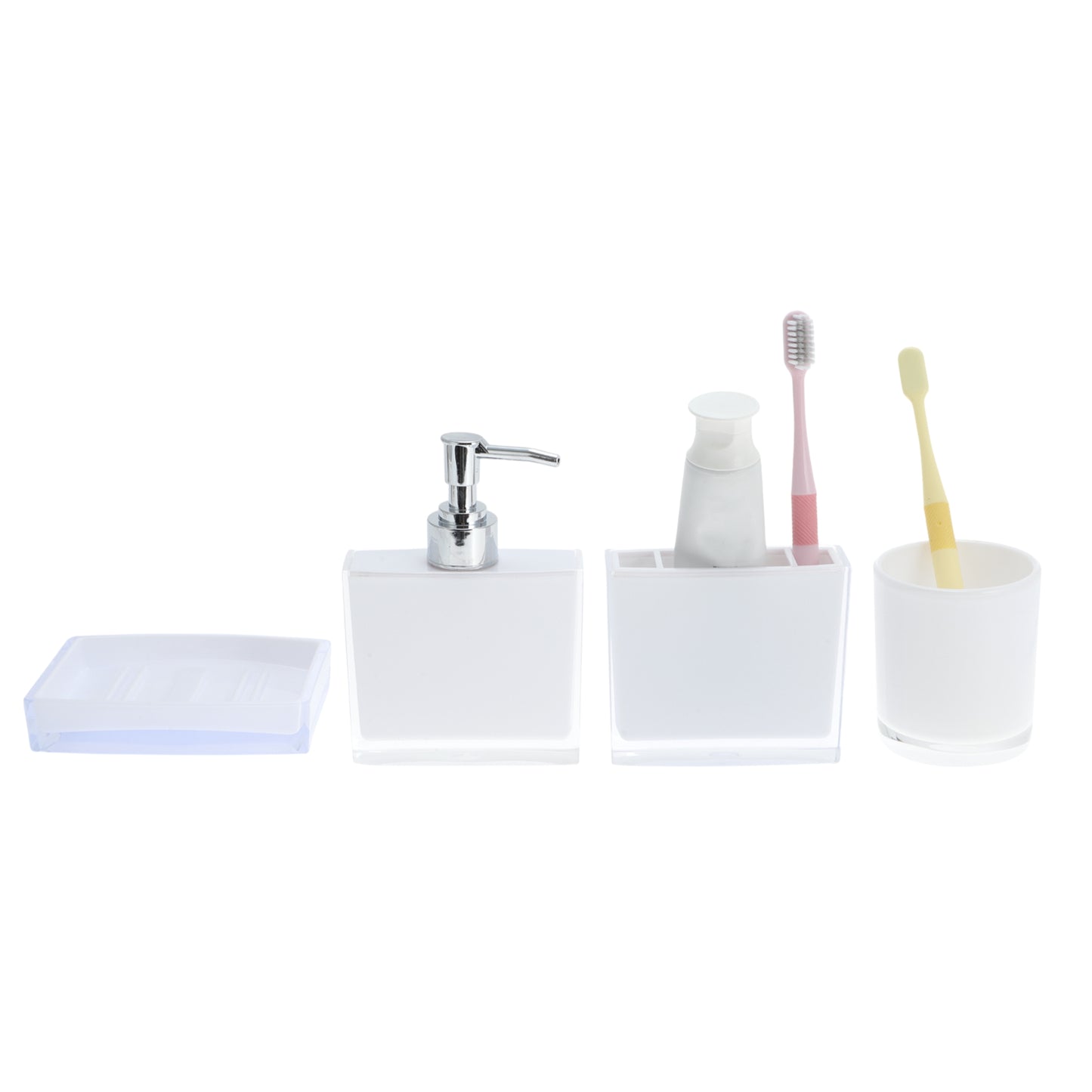4 Pcs Set Lightweight Bathroom Accessories for Home White