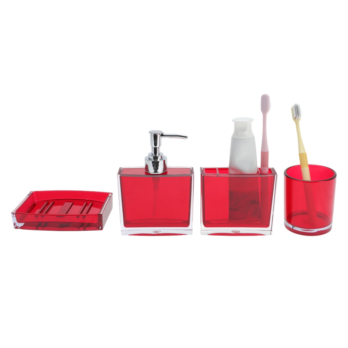 4 Pcs Set Lightweight Bathroom Accessories for Home Red