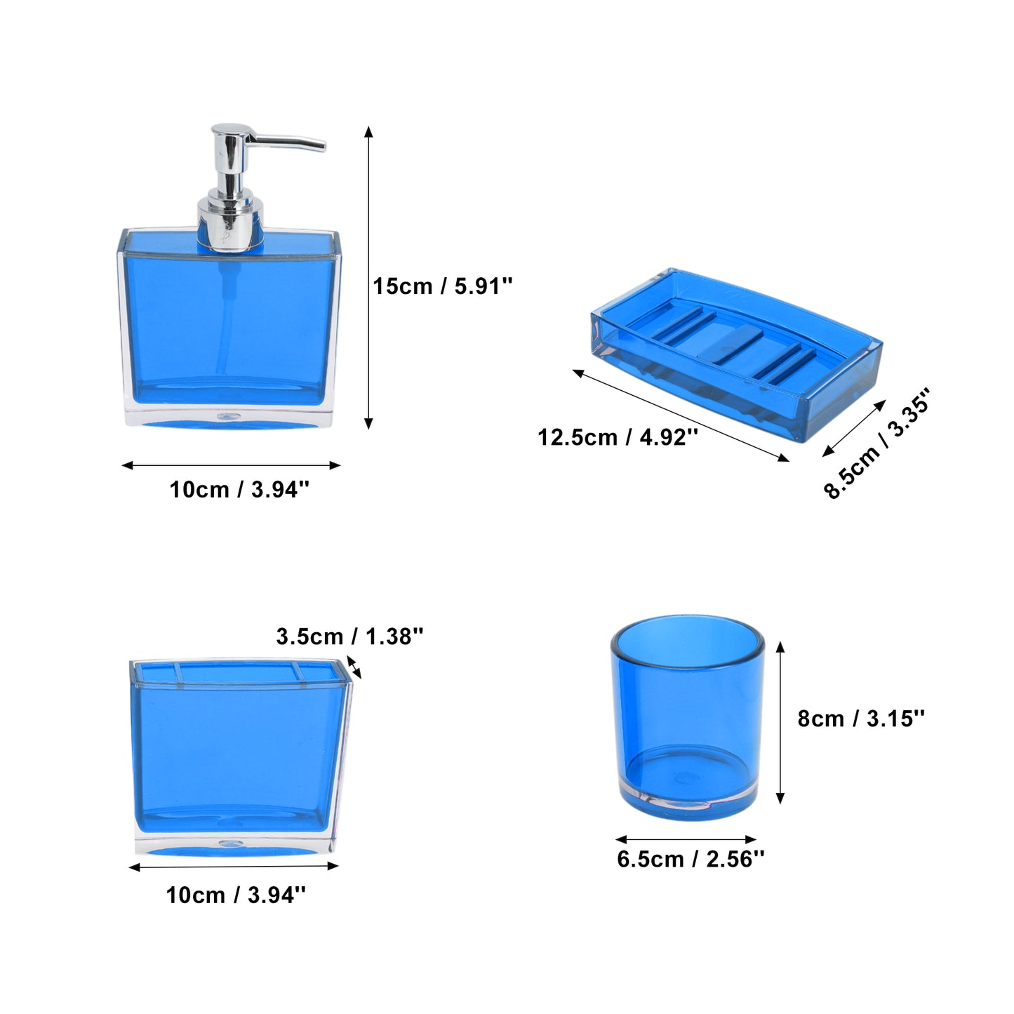 4 Pcs Set Lightweight Bathroom Accessories for Home Blue