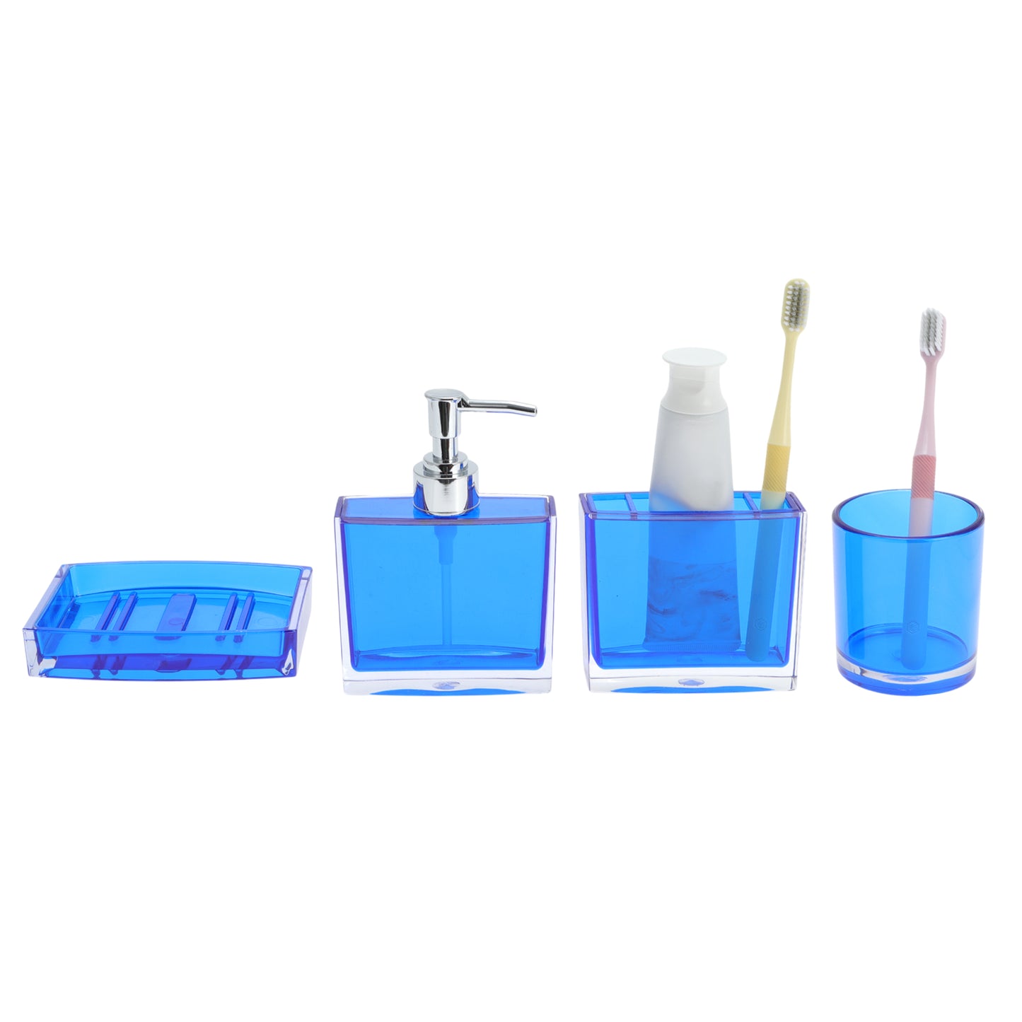 4 Pcs Set Lightweight Bathroom Accessories for Home Blue