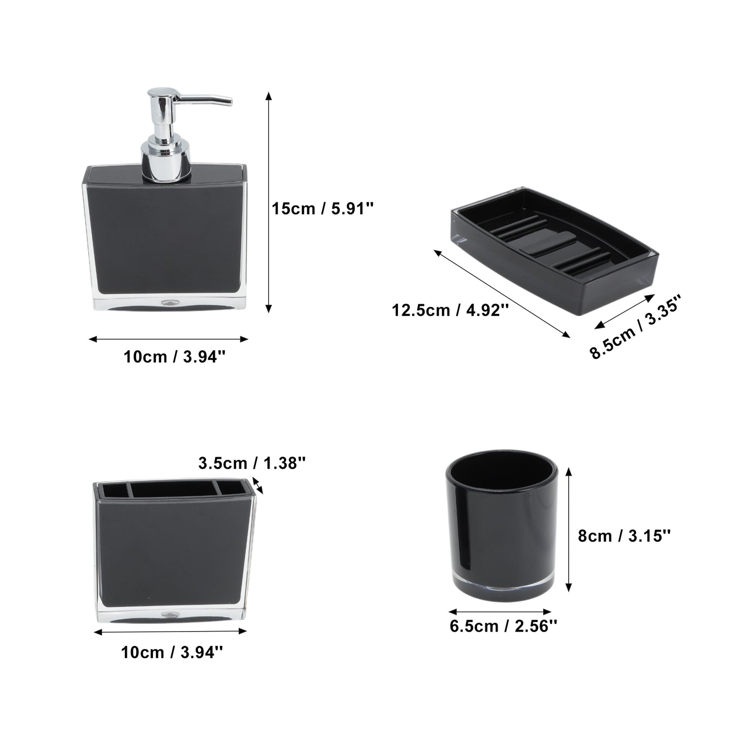 4 Pcs Set Lightweight Bathroom Accessories for Home Black