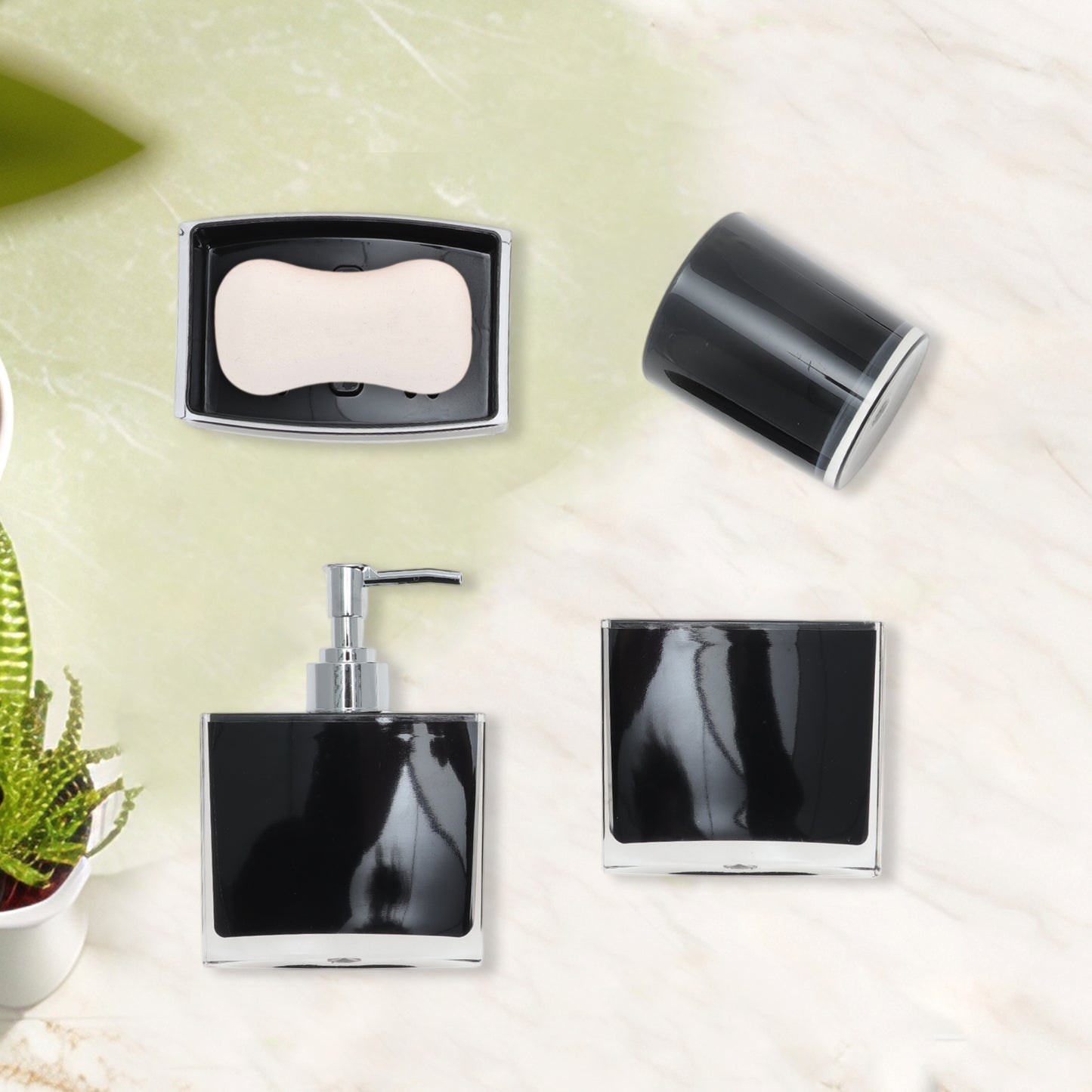4 Pcs Set Lightweight Bathroom Accessories for Home Black