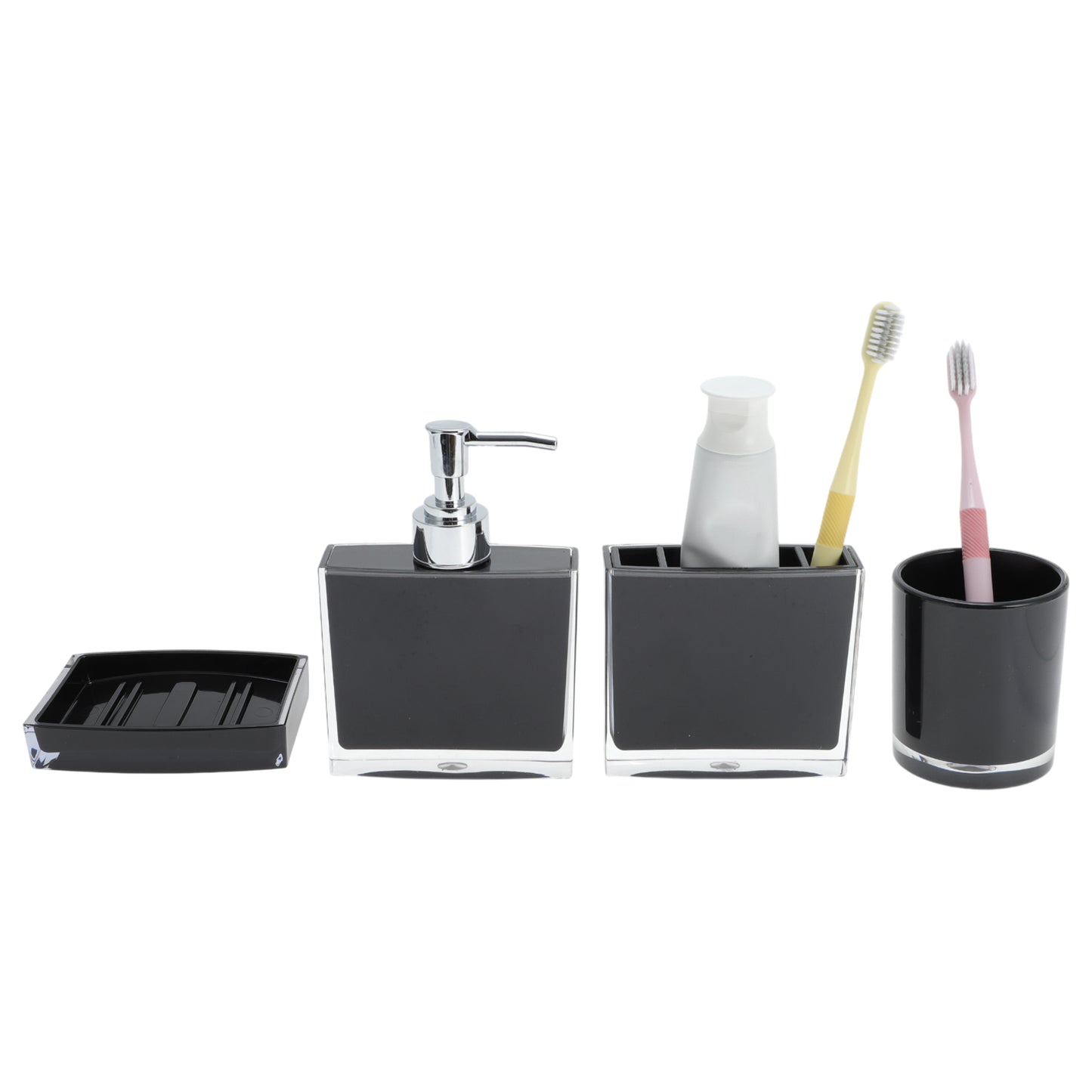 4 Pcs Set Lightweight Bathroom Accessories for Home Black
