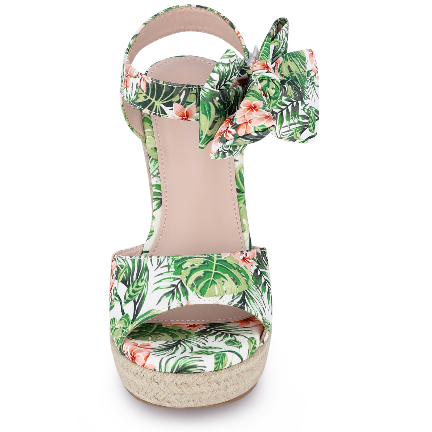 Sandalias de cuña con tira trasera y estampado floral para mujer