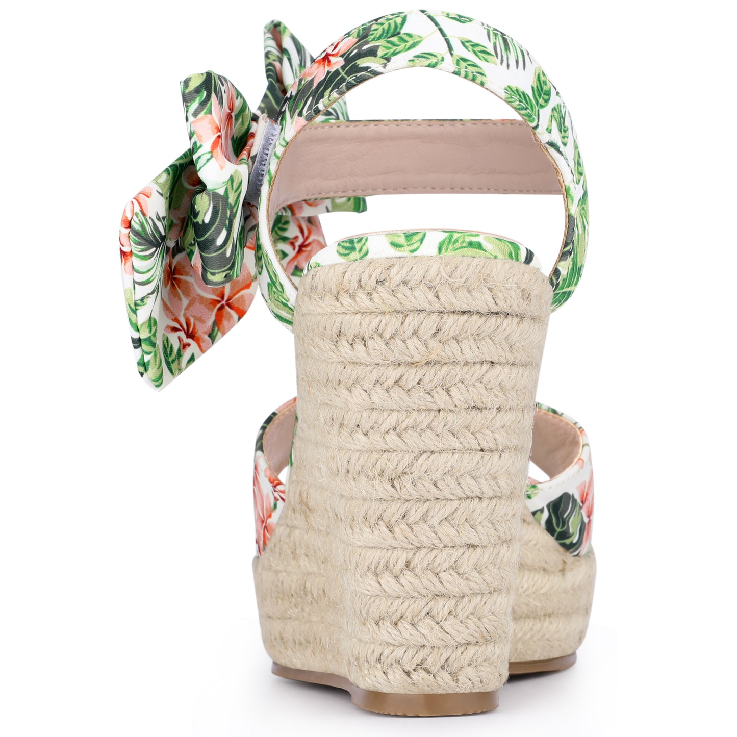 Sandalias de cuña con tira trasera y estampado floral para mujer