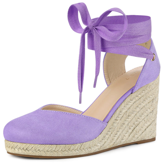Women's Espadrille Platform Wedge Heel Lace Up Sandals