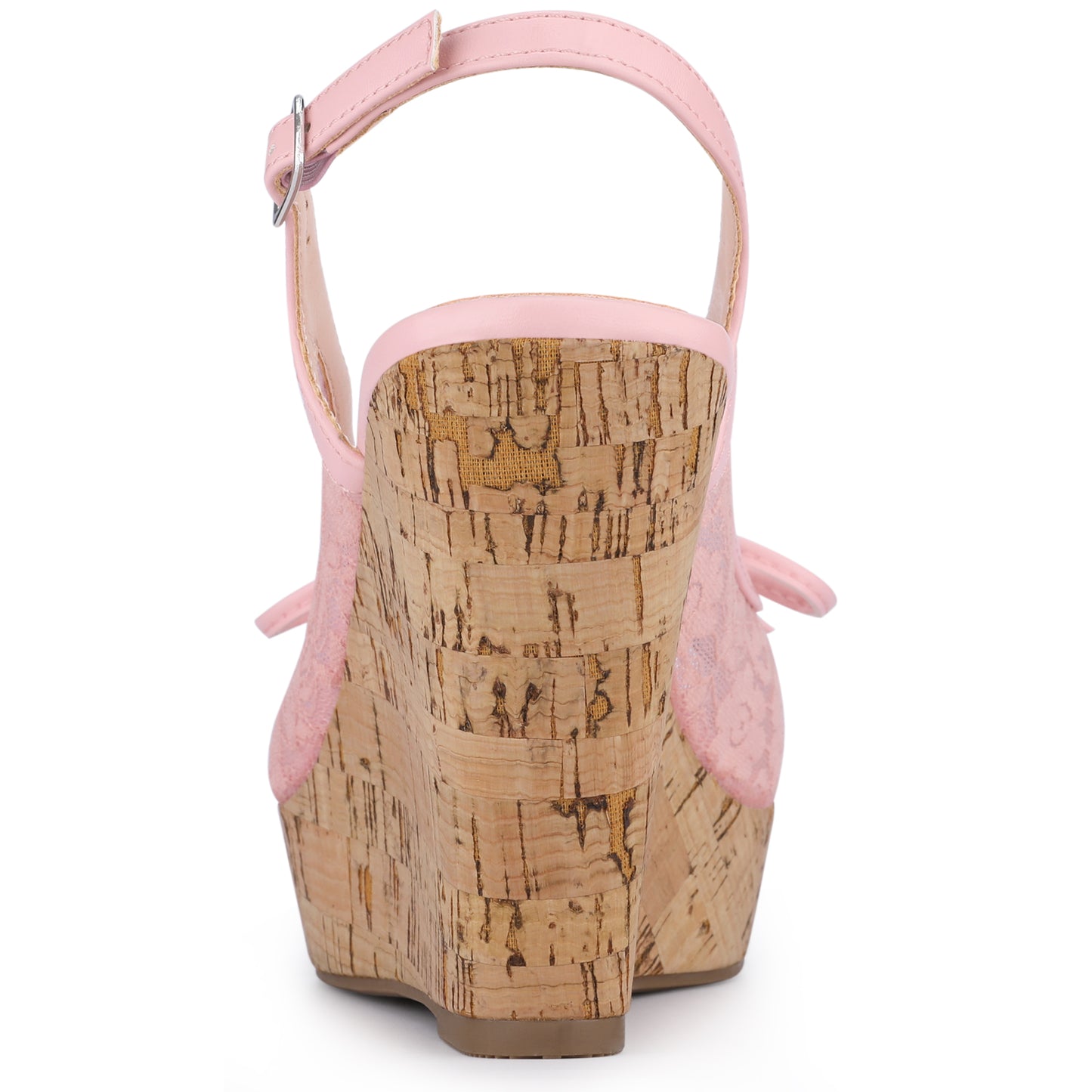 Sandalias de cuña con plataforma y lazo de encaje para mujer color mostaza