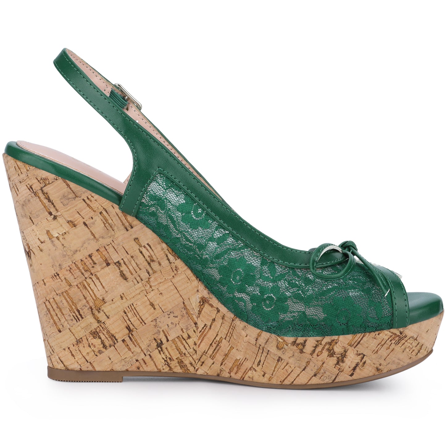 Women's Platform Heels Bow Lace Wedge Mustard Sandals
