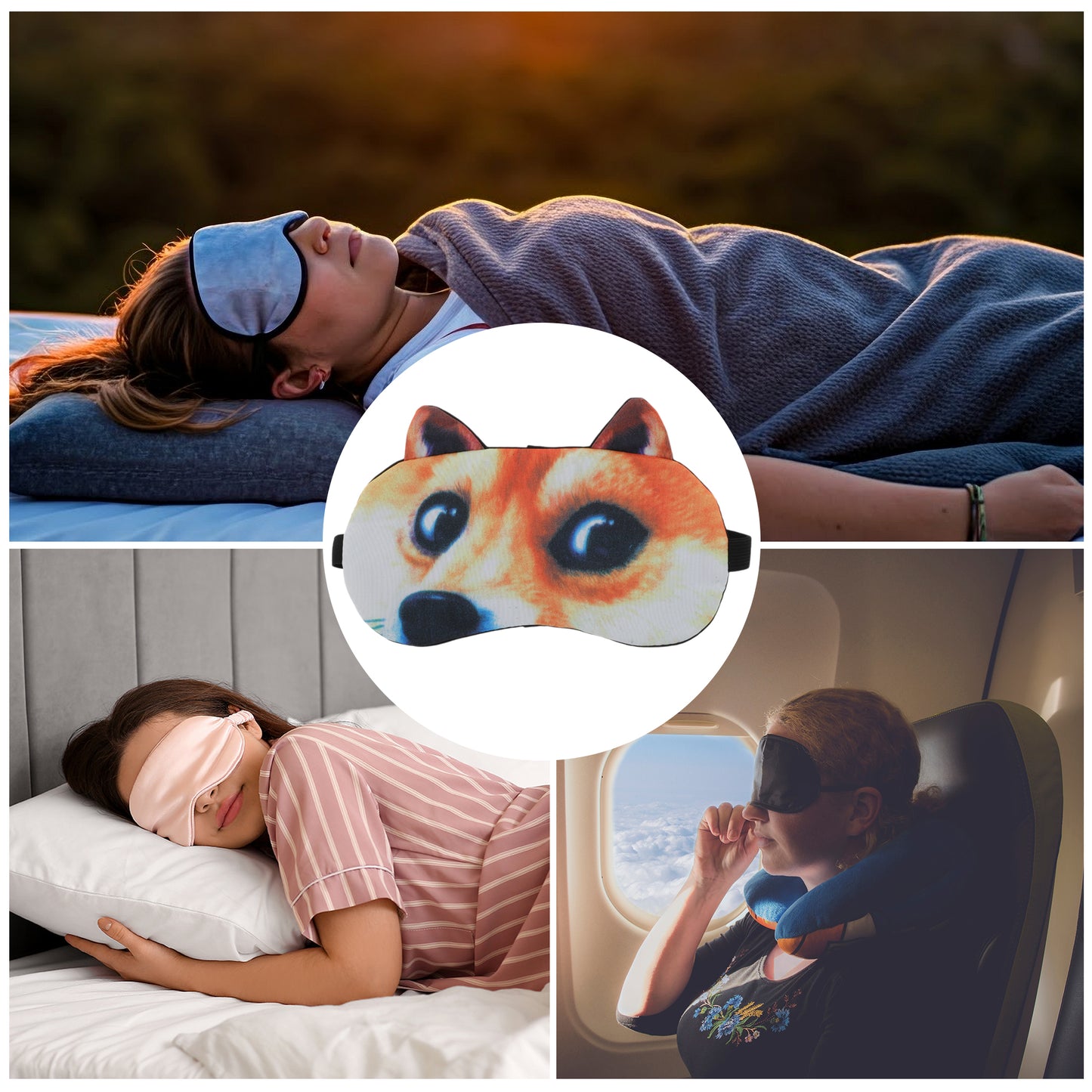 Portable Akita Sleep Mask Eye Shade Cover for Rest Yellow