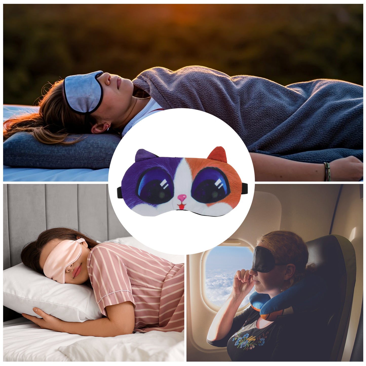 Portable Cat Sleep Mask Eye Shade Cover for Rest Orange