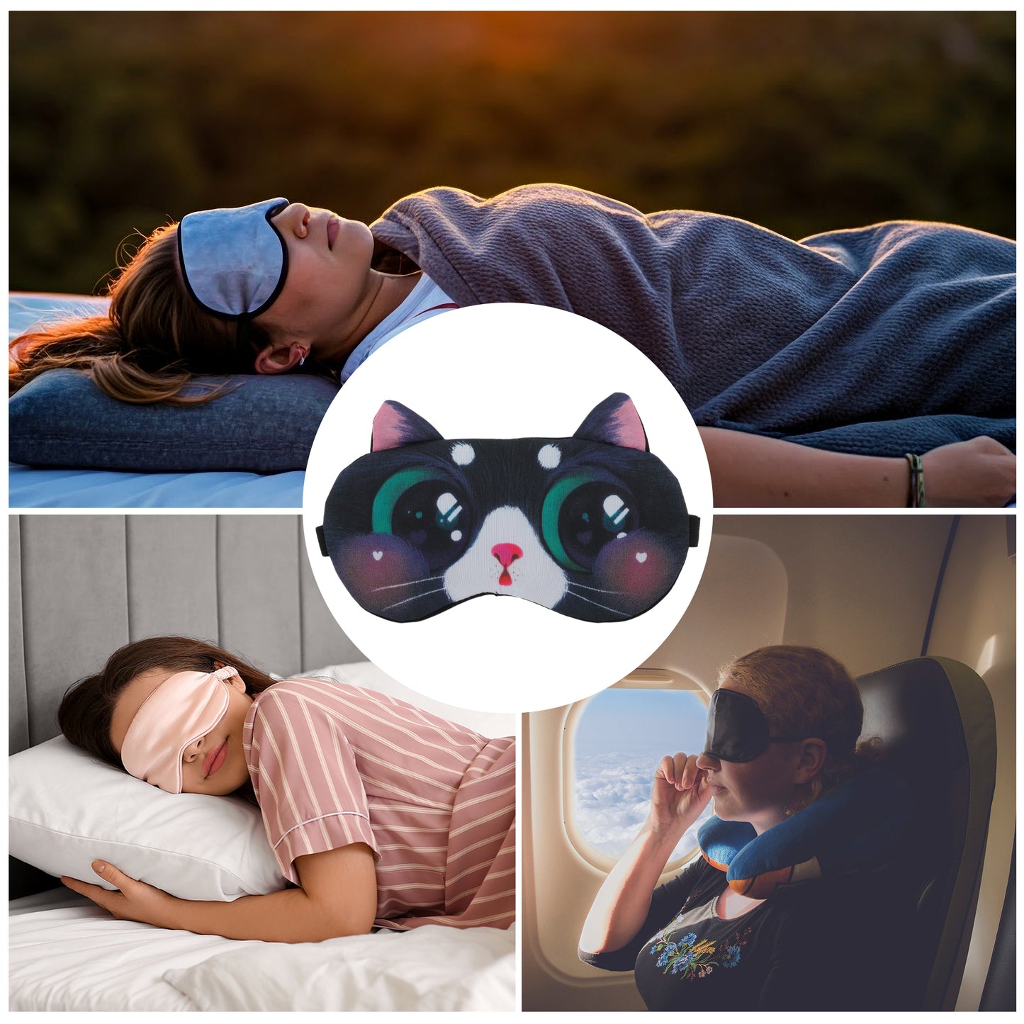 Portable Cats Eye Mask Eye Shade Cover for Rest Black