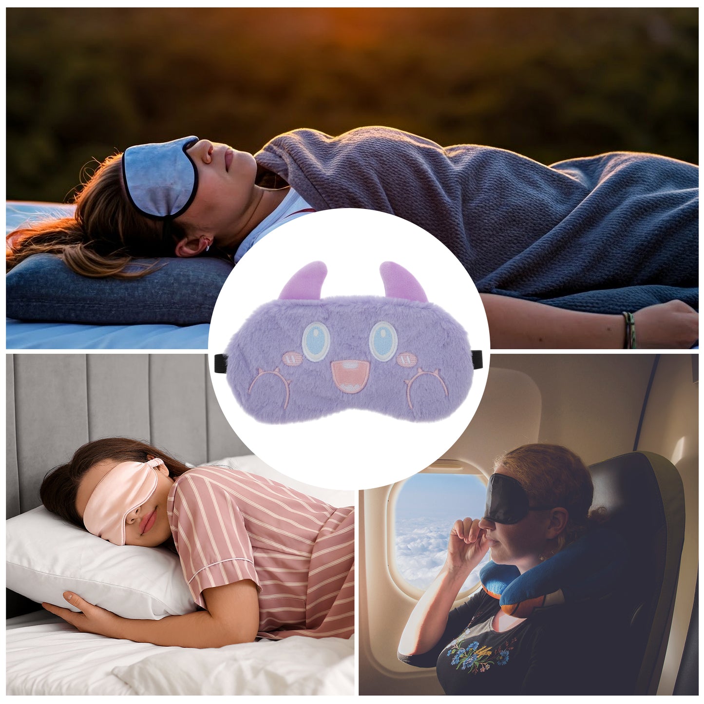 Portable Monster Sleep Mask Eye Shade Cover for Rest Purple