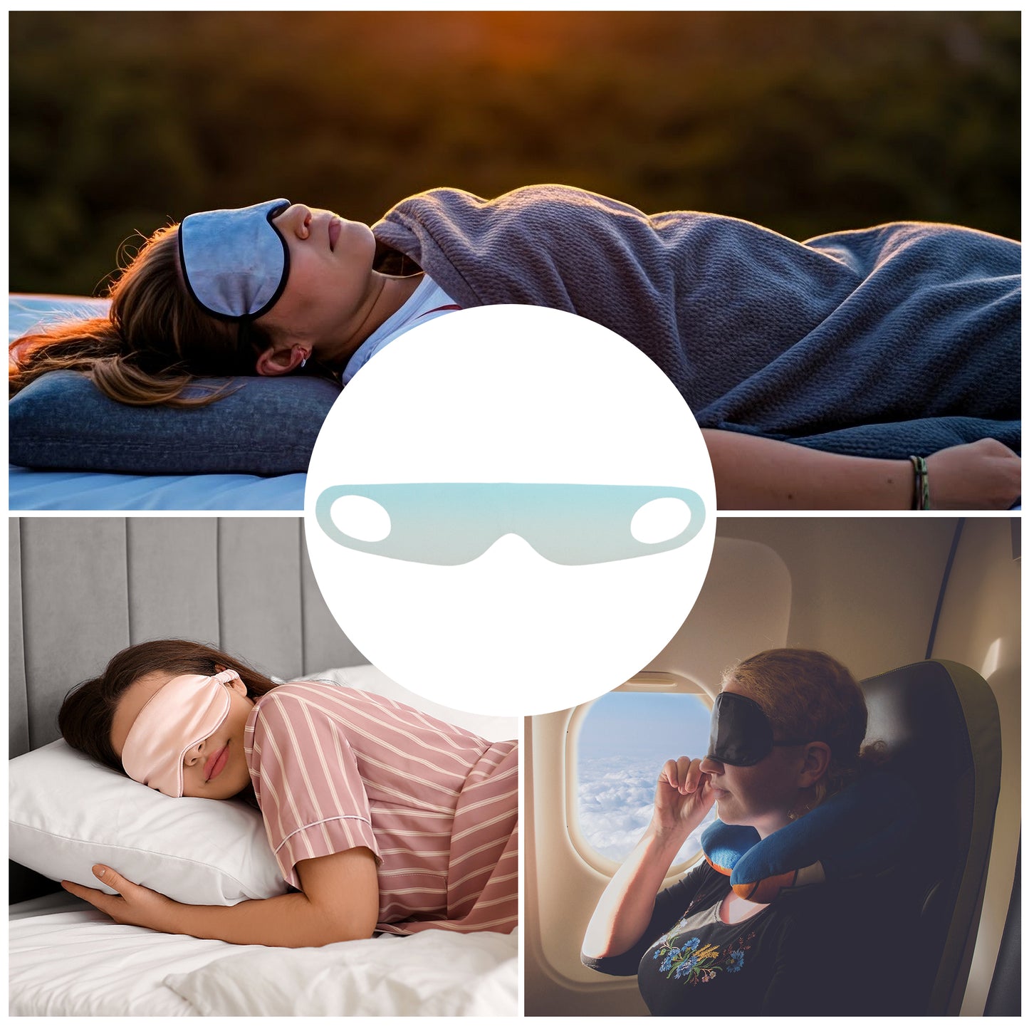Portable Soft Ear Hanging Gradient Sleep Mask for Travel Gradient Blue