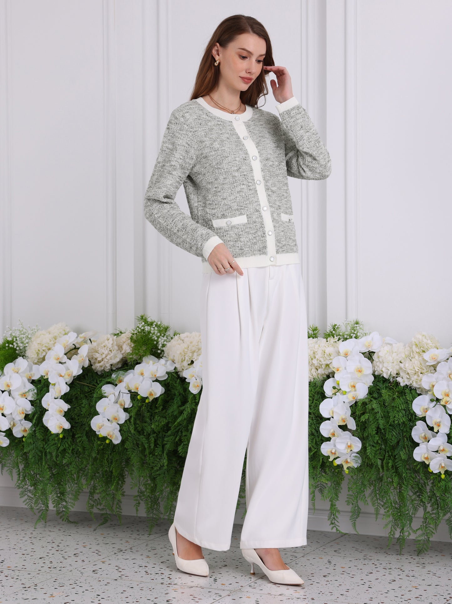 Suéter tipo cárdigan de manga larga para mujer, blusa informal de punto acanalada para primavera y otoño
