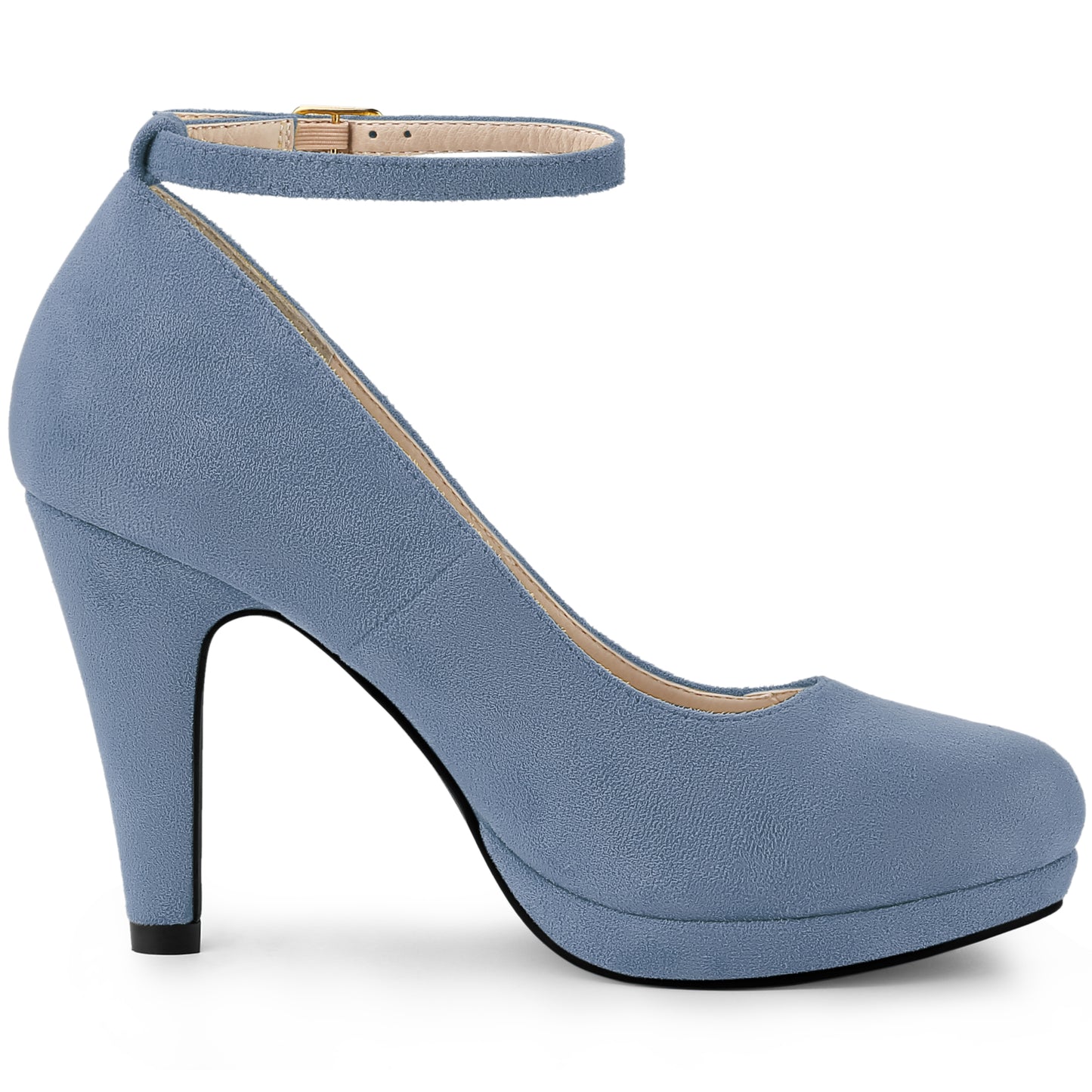 Women's Round Toe Stiletto Heels Ankle Strap Pumps
