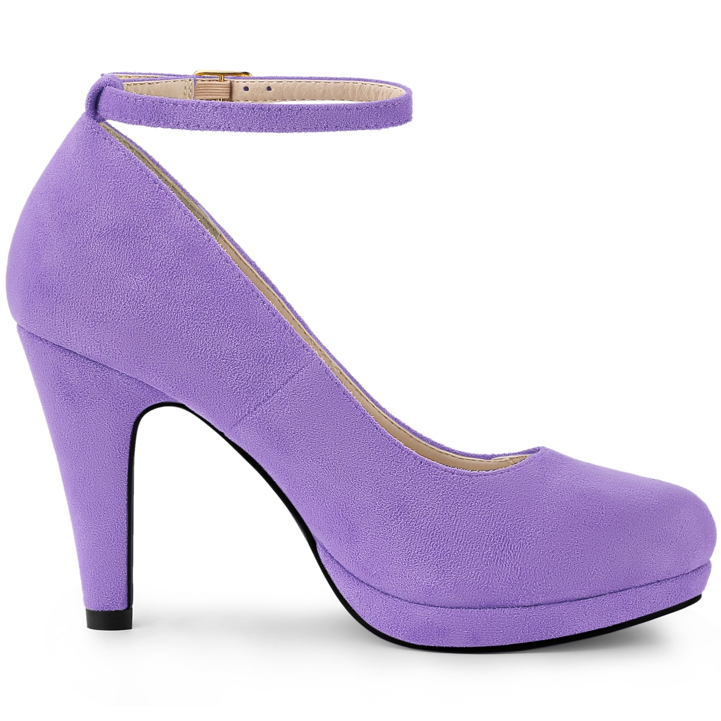 Women's Round Toe Stiletto Heels Ankle Strap Pumps