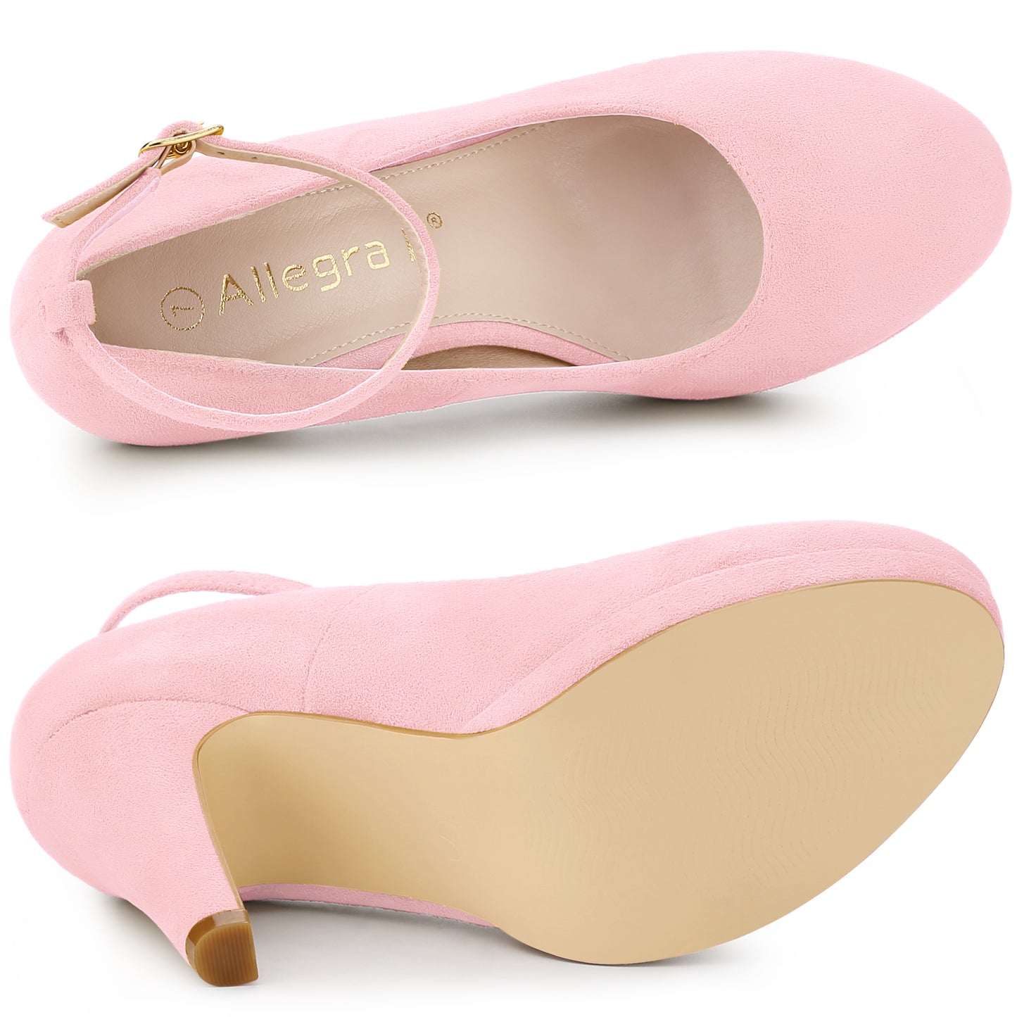 Zapatos de tacón de aguja con tiras en el tobillo y punta redonda para mujer
