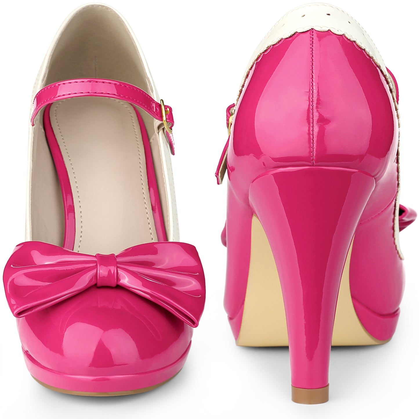 Zapatos retro para mujer con plataforma y lazo, tacones de aguja, zapatos Mary Jane