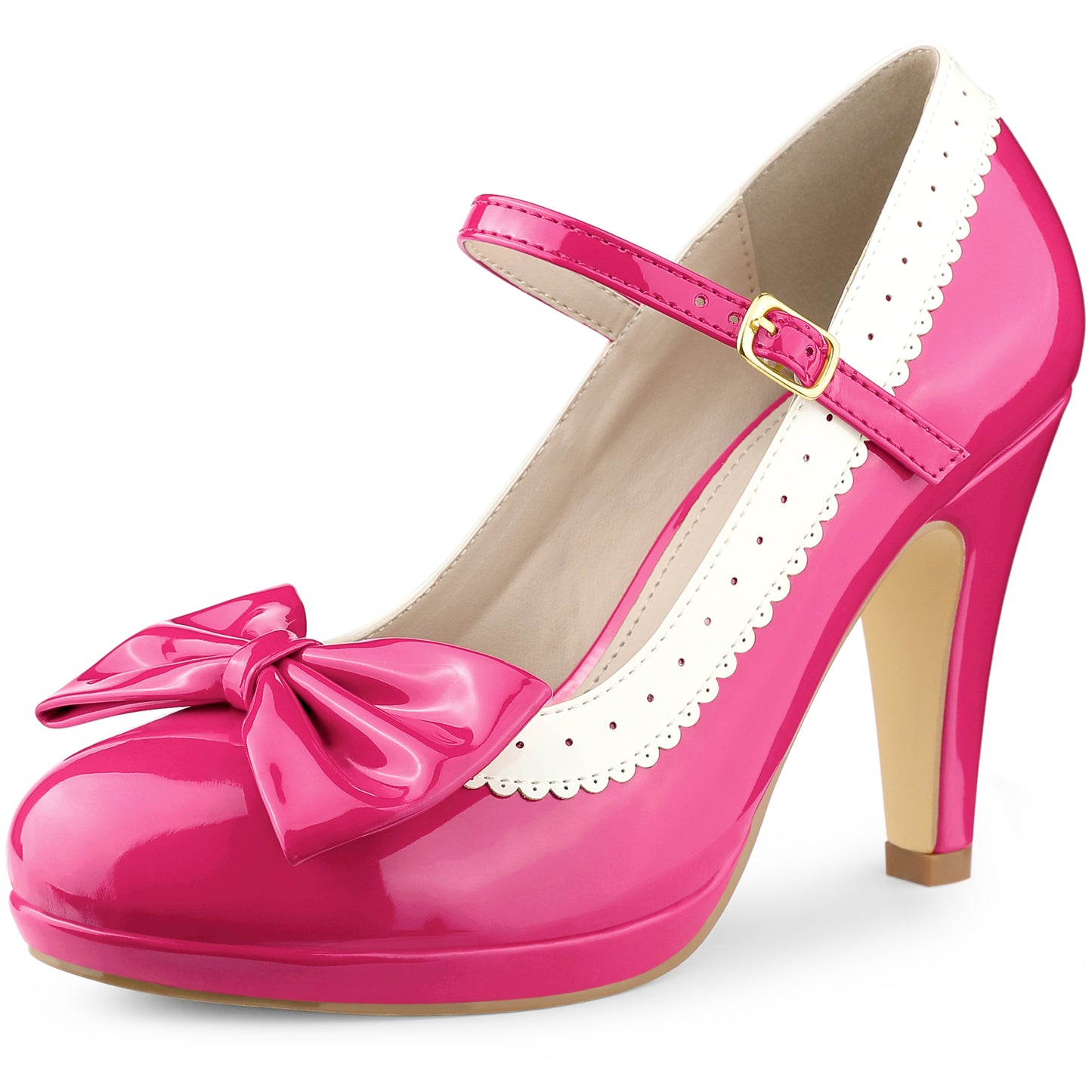 Zapatos retro para mujer con plataforma y lazo, tacones de aguja, zapatos Mary Jane