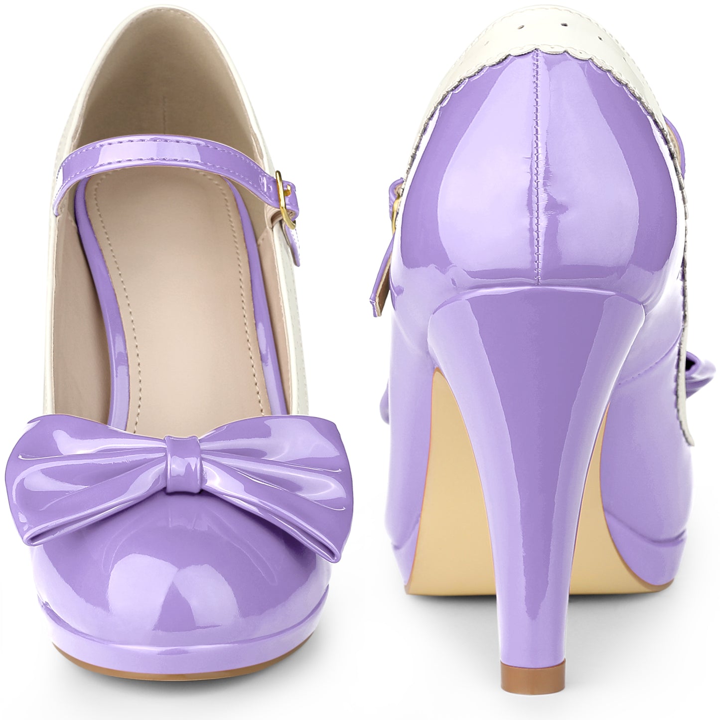 Women Retro Shoes Bow Platform Stiletto Heels Mary Janes Shoes