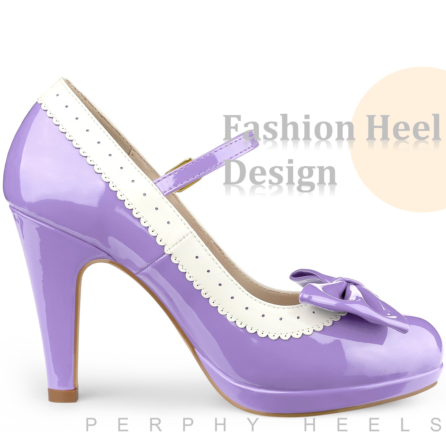 Women Retro Shoes Bow Platform Stiletto Heels Mary Janes Shoes
