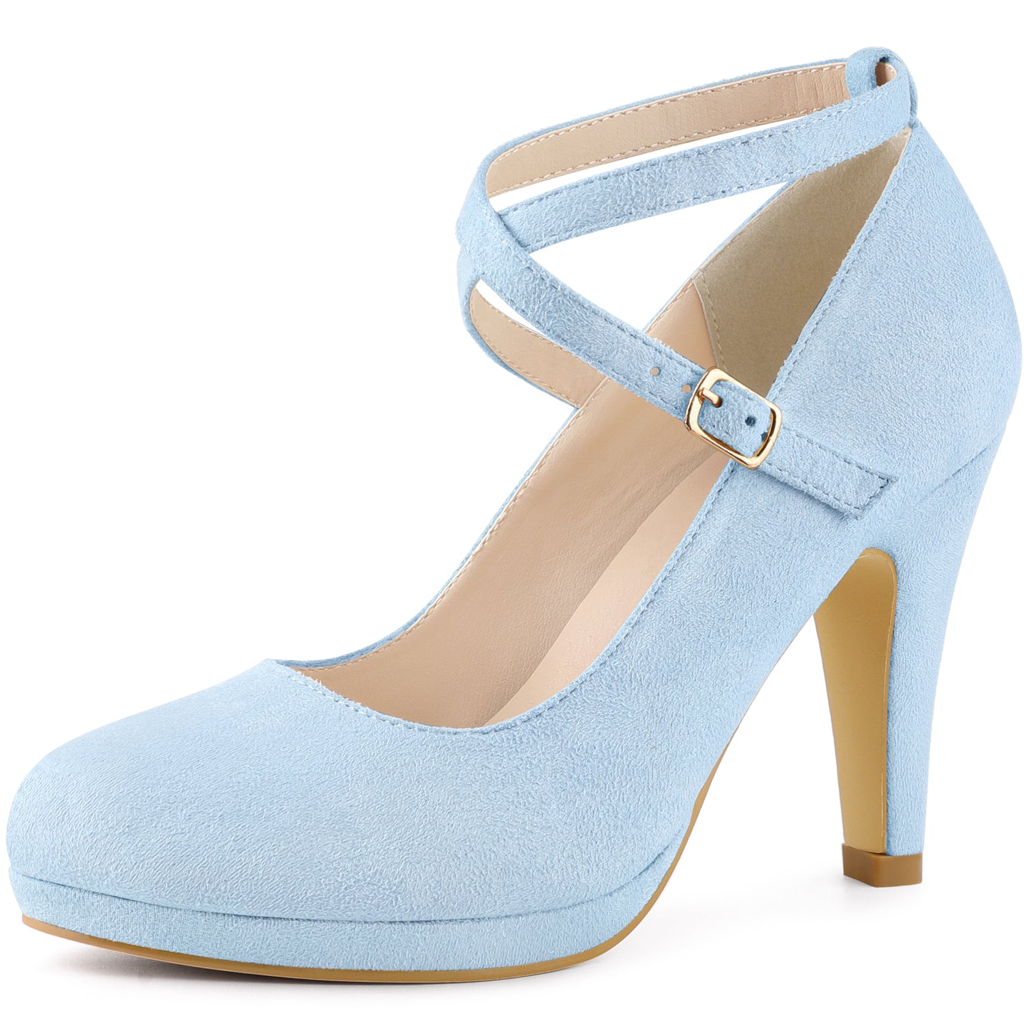Women's Platform Cross Strap Stiletto Heels Mary Jane Pumps
