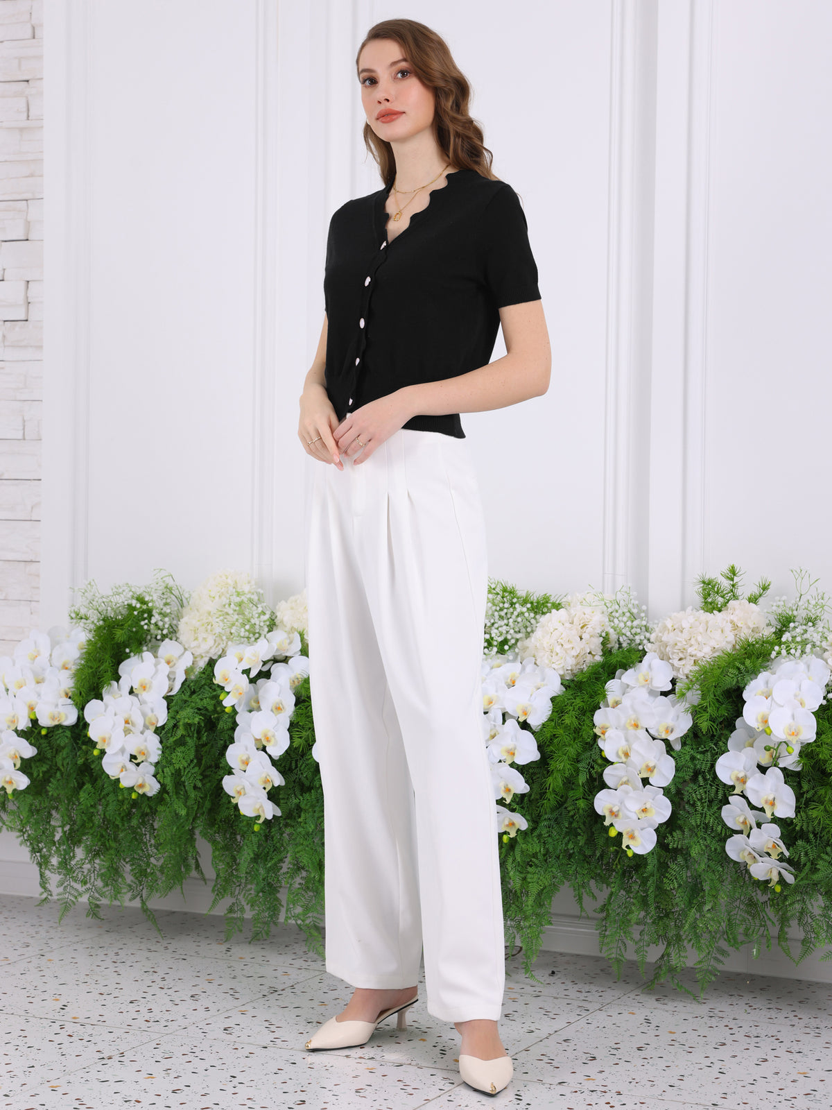 Women's Short Sleeve Knit Cardigan V Neck Summer Casual Ribbed Cropped Sweater Top