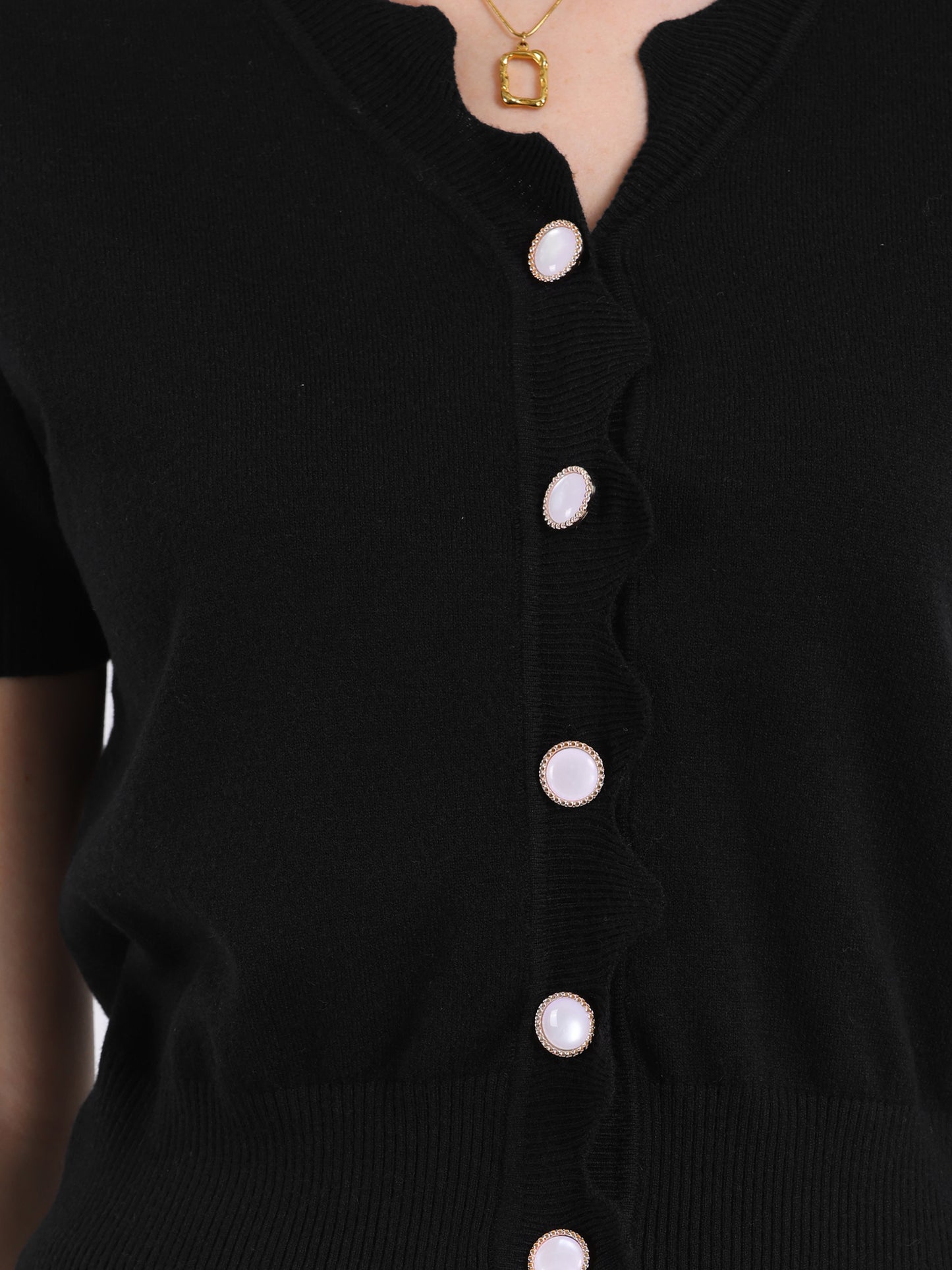 Cárdigan de punto de manga corta para mujer, cuello en V, informal, de verano, acanalado, top corto