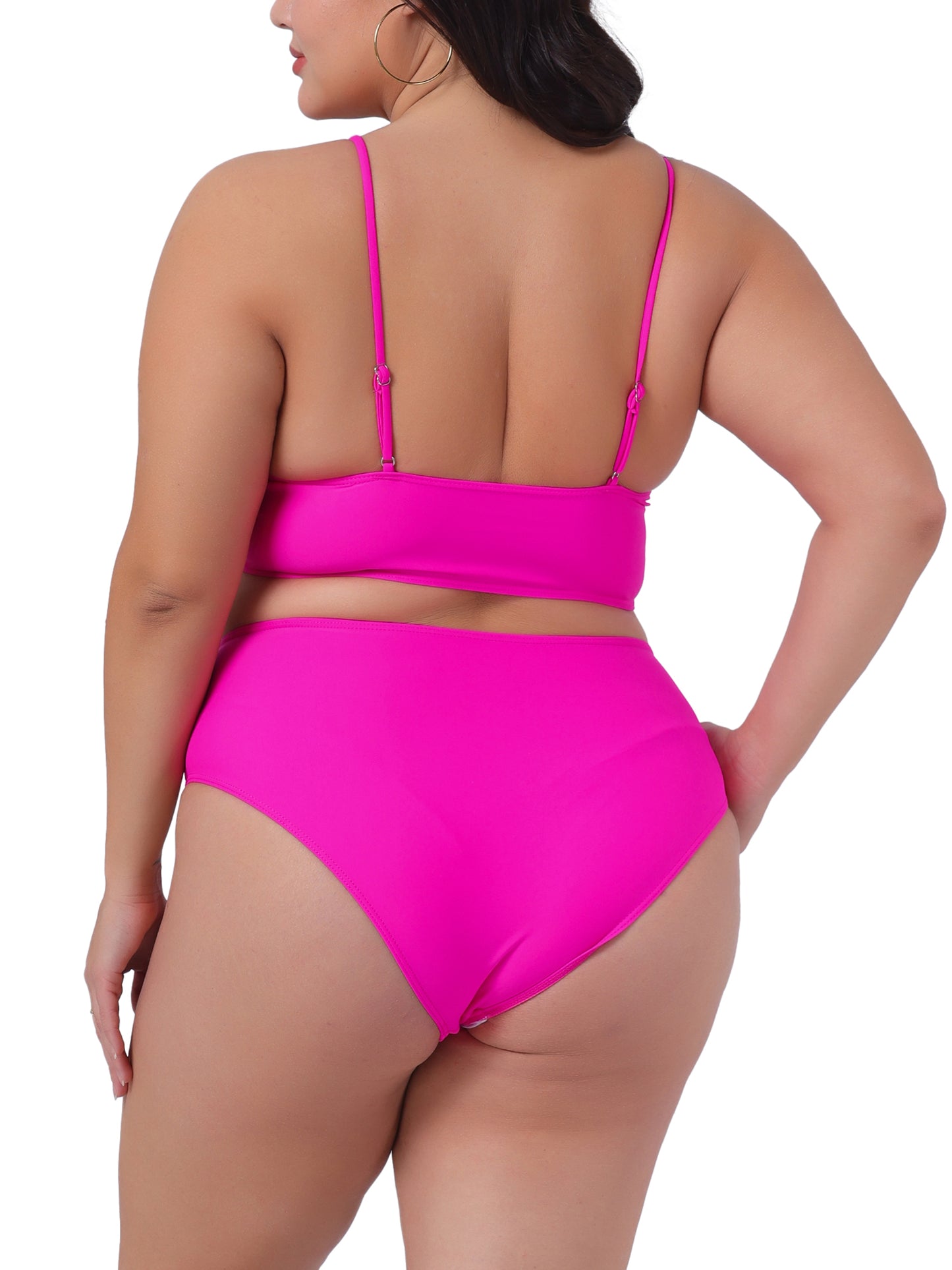 Conjunto de bikini de talla grande para mujer, traje de baño de dos piezas con escote en V y cintura alta