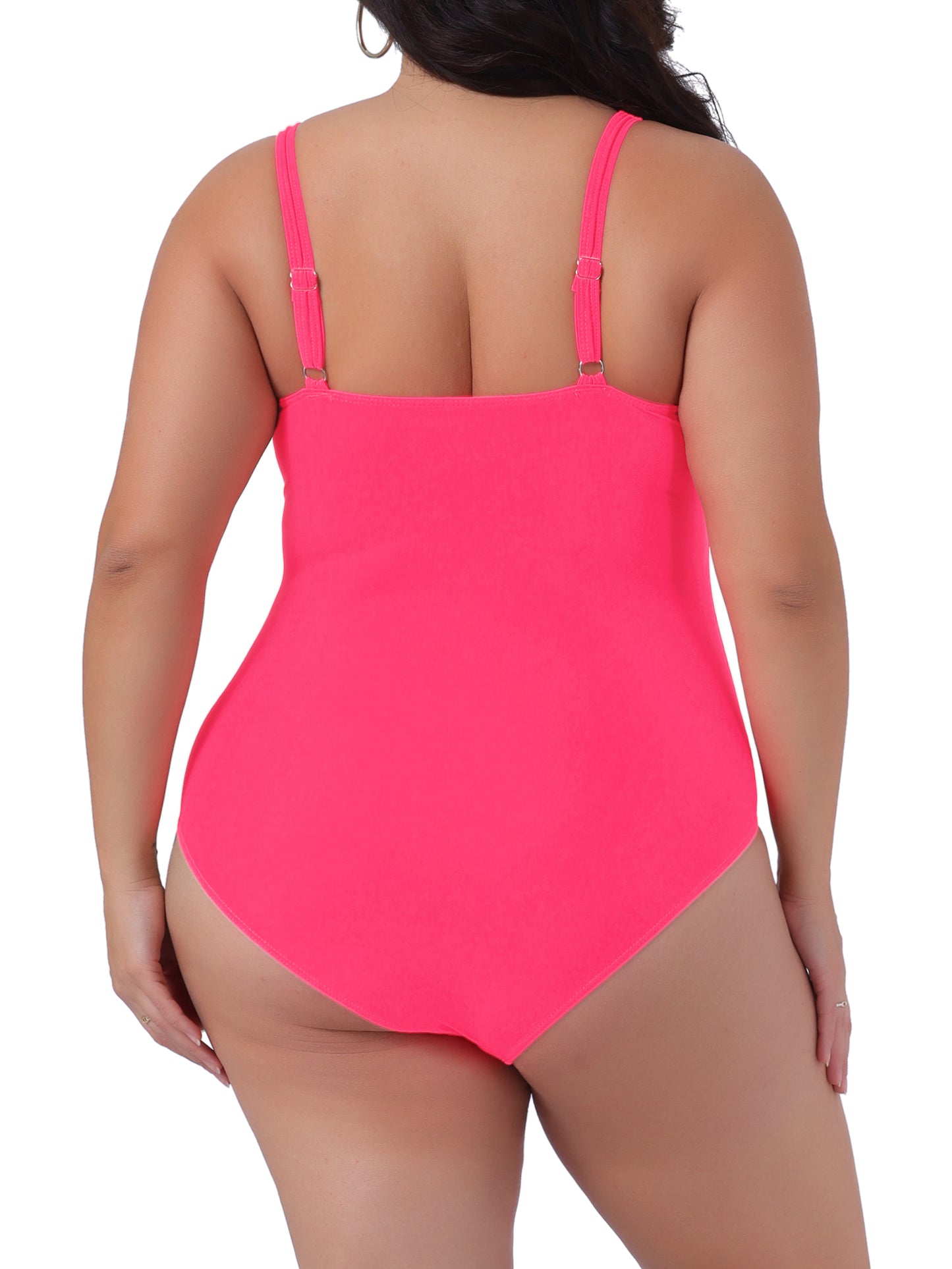 Traje de baño deportivo fruncido con relleno de talla grande para mujer