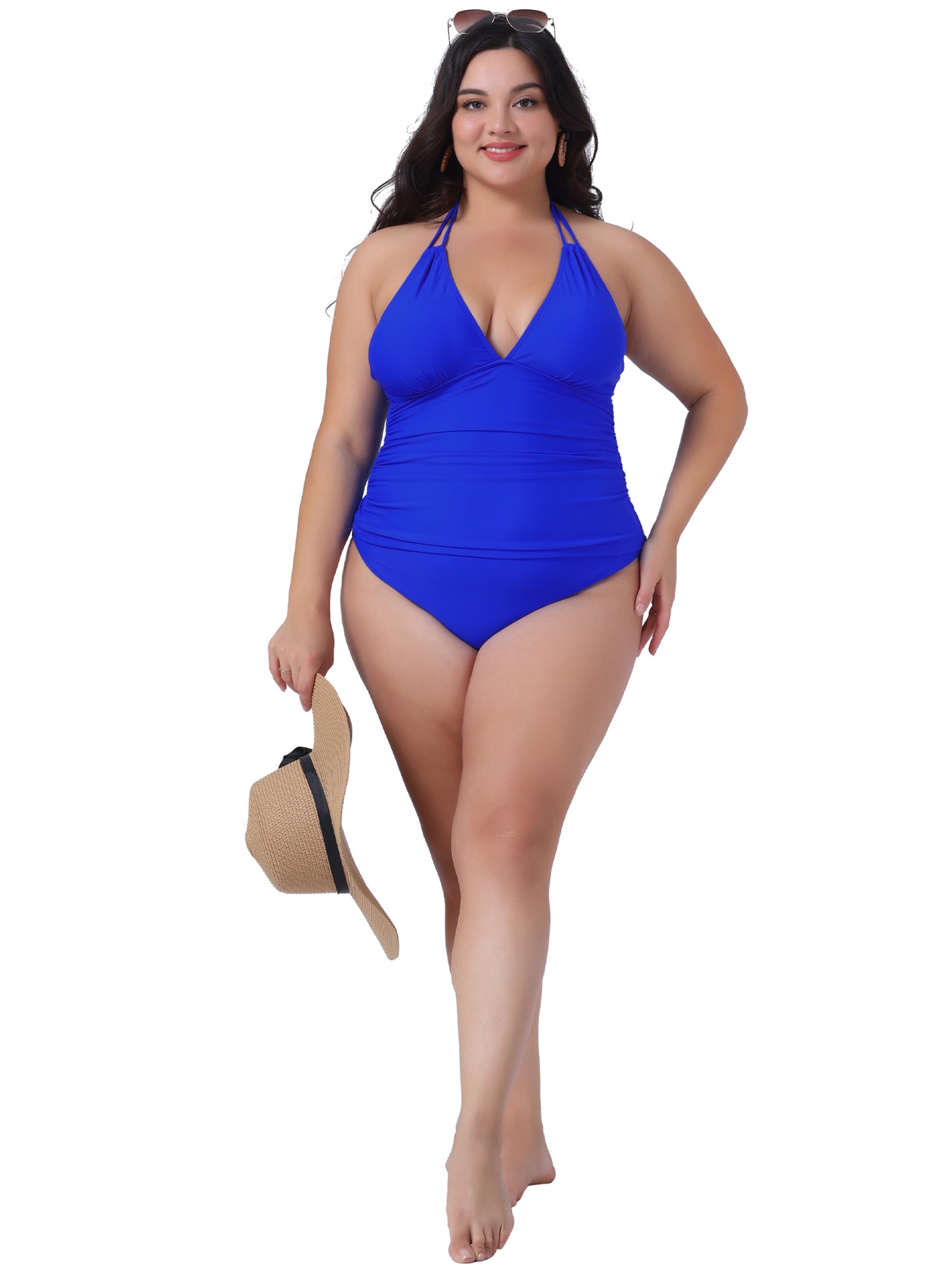 Traje de baño tankini de talla grande para mujer, traje de baño de dos piezas con cuello halter, trajes de baño con parte inferior de bikini para playa