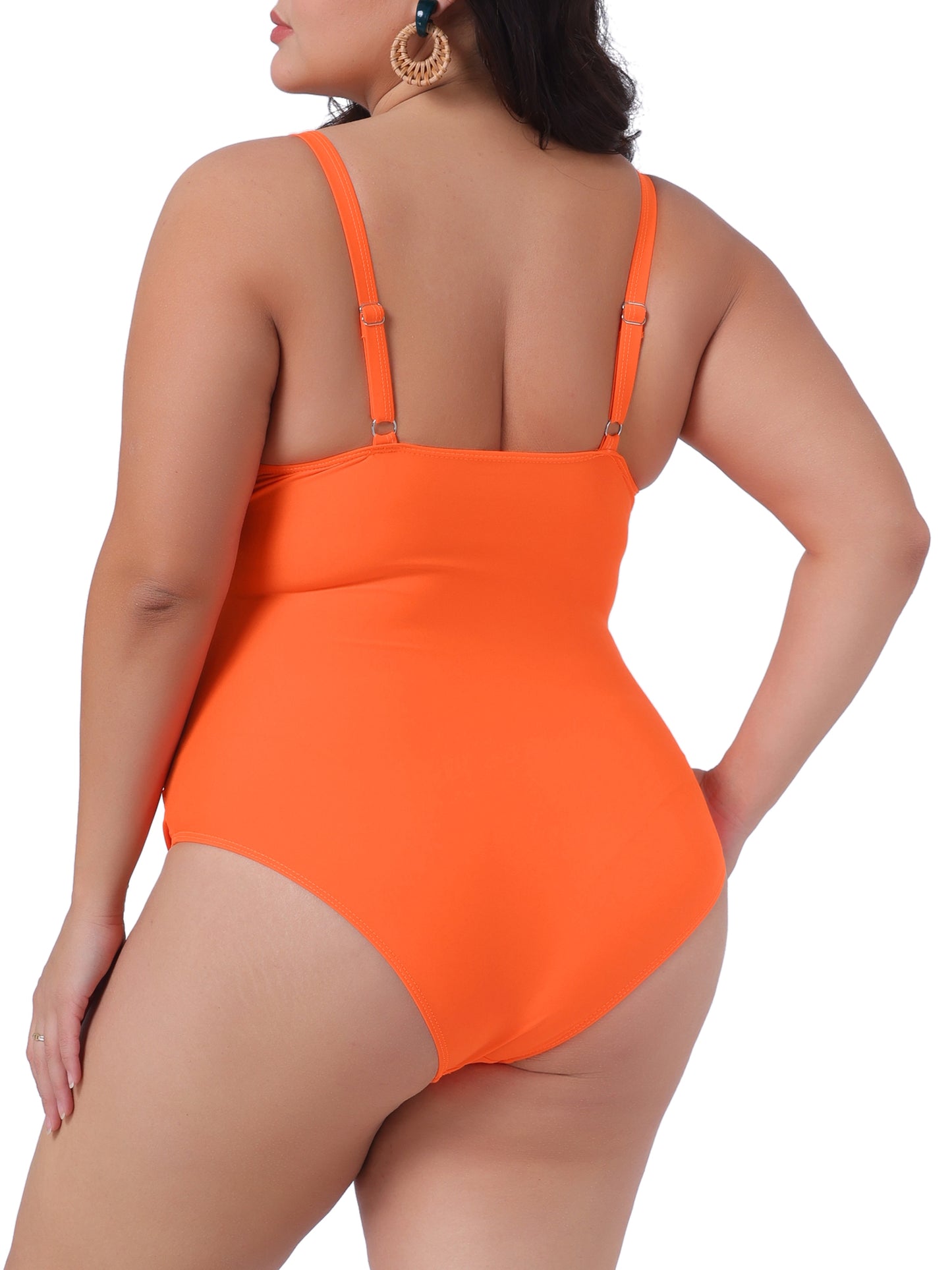 Traje de baño bikini de talla grande para mujer, traje de baño adelgazante con relleno fruncido.