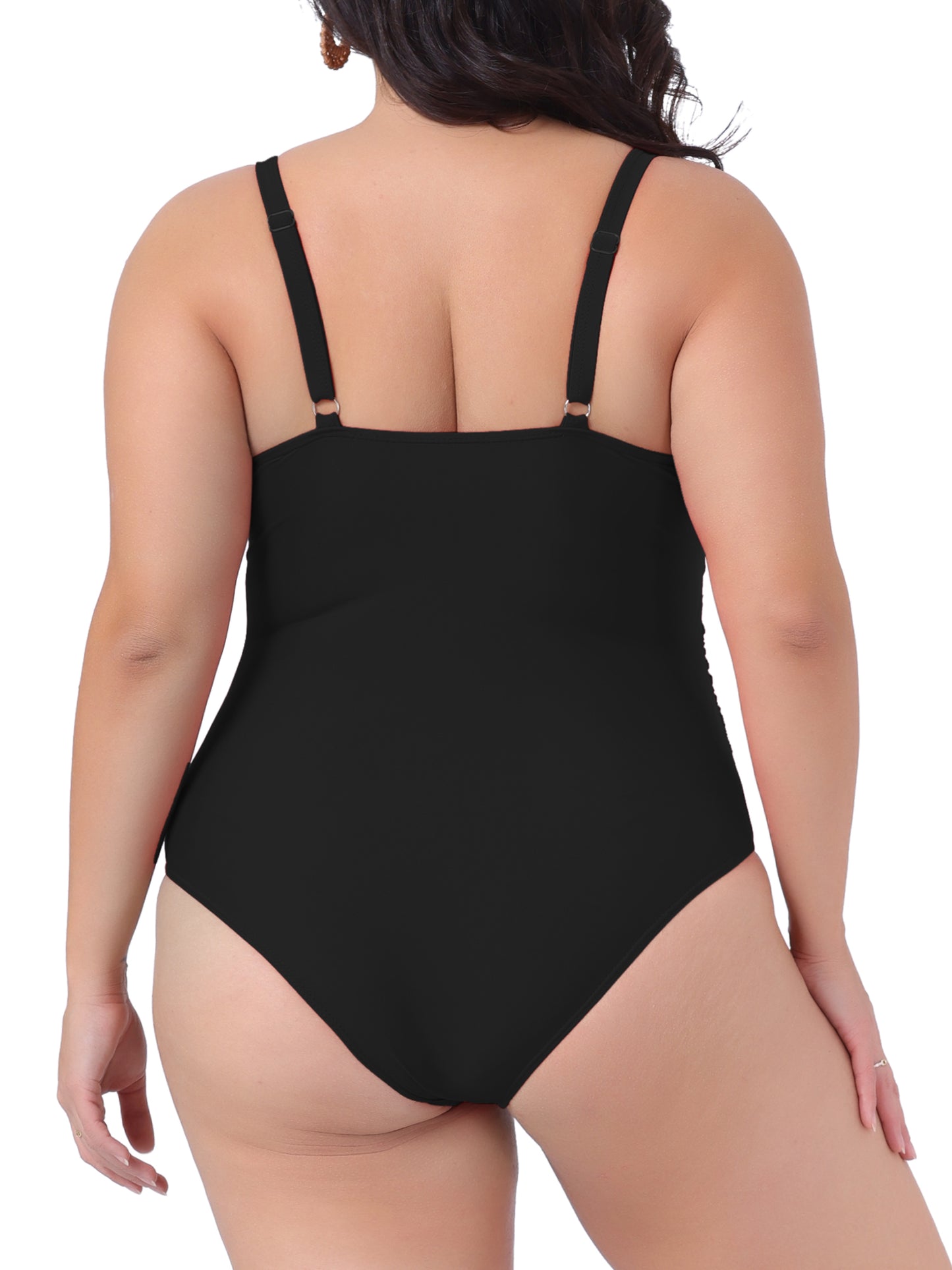 Traje de baño bikini de talla grande para mujer, traje de baño adelgazante con relleno fruncido.