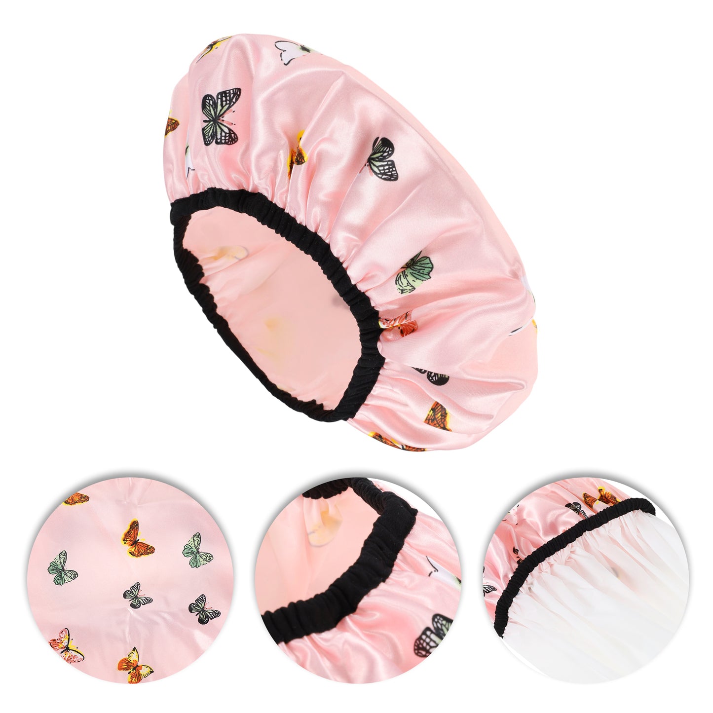 1 Pc Women Butterfly Bath Cap for Bathroom Business Travel Pink