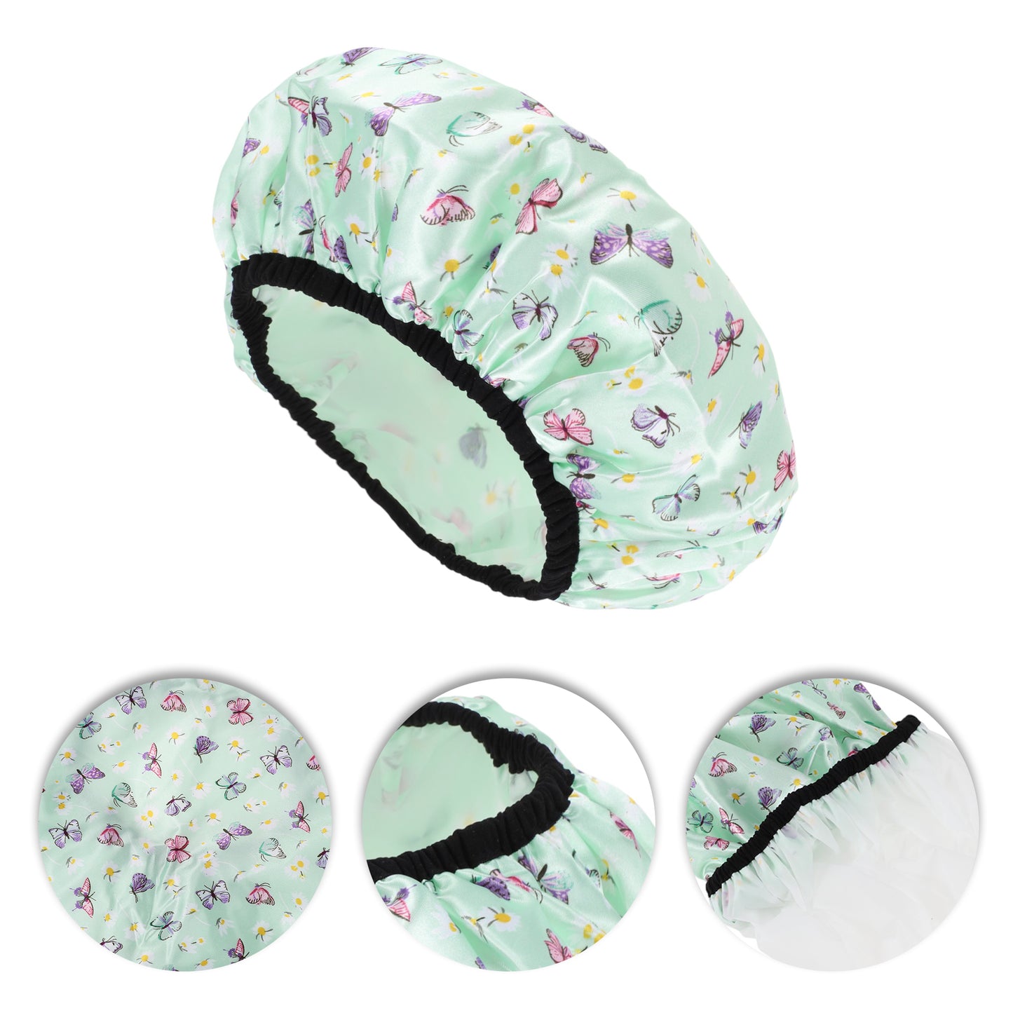 1 Pc Women Fluttering Butterfly Bath Cap for Shower Business Travel Green