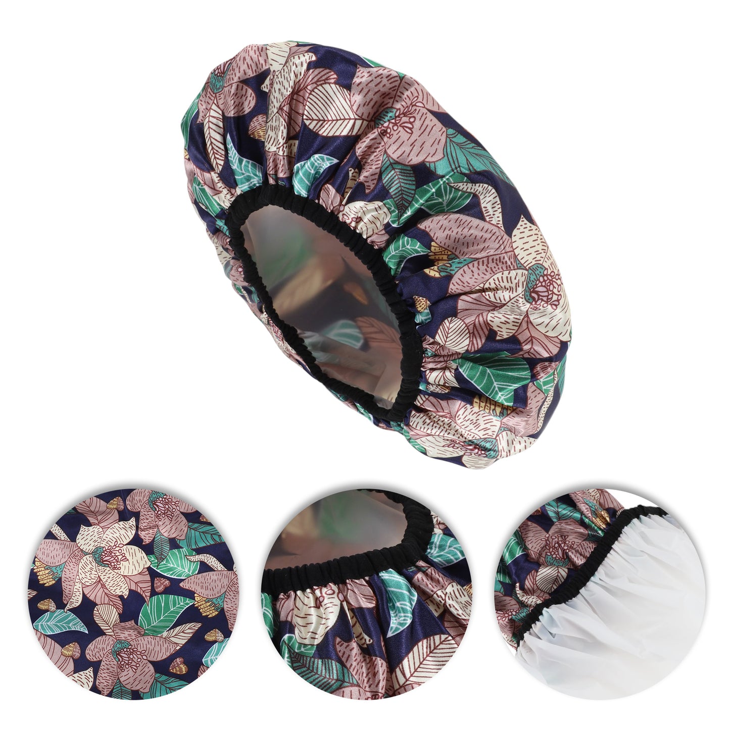 1 Pc Leaves Bath Cap for Women Shower Cap Yellow Green Pink