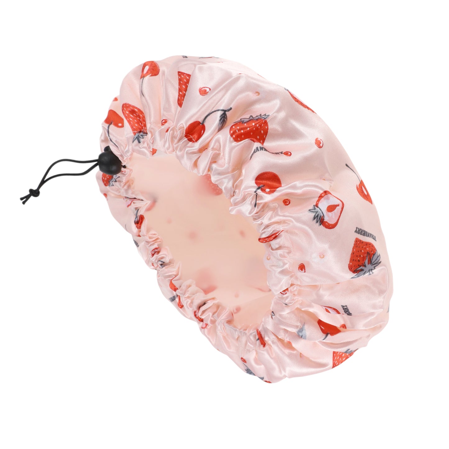 1 Pc Women's Strawberry Bath Cap Shower Cap Red Pink