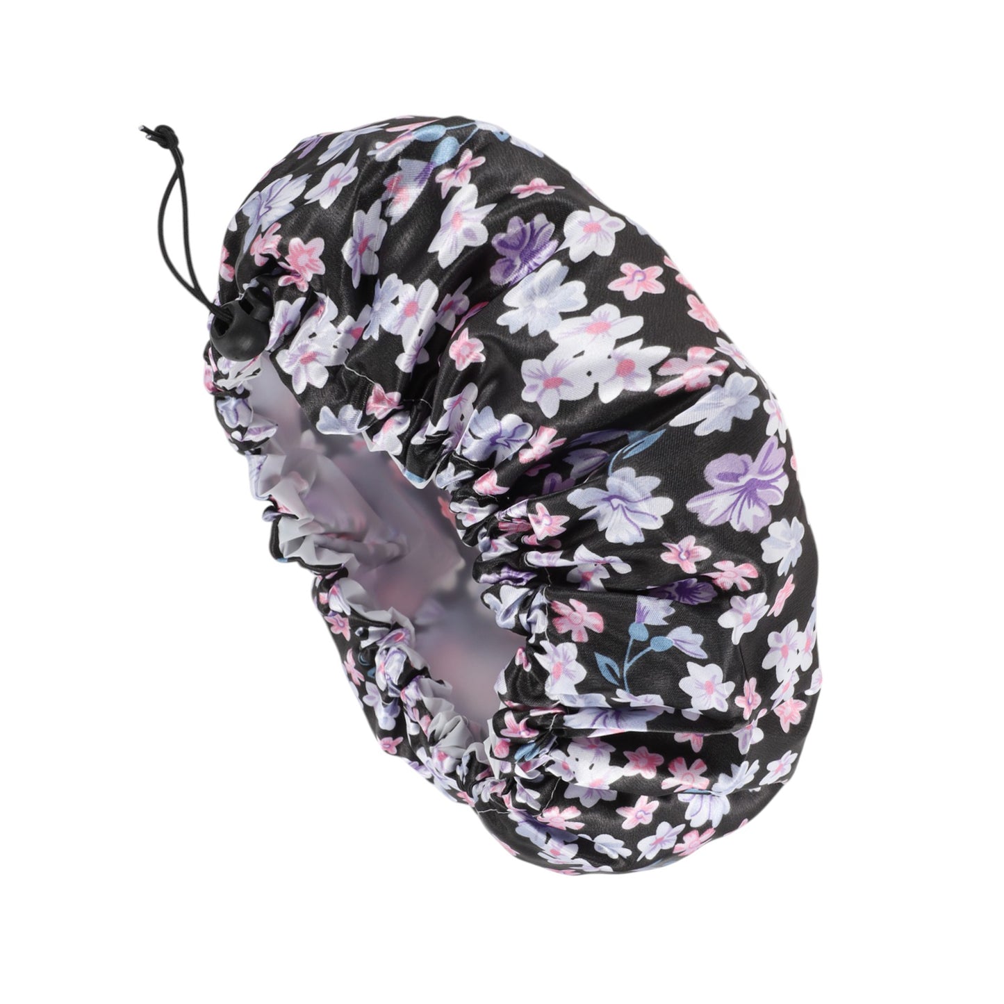 1 Pc Women Elegant Flowers Bath Cap for Bathroom Travel Pink Purple