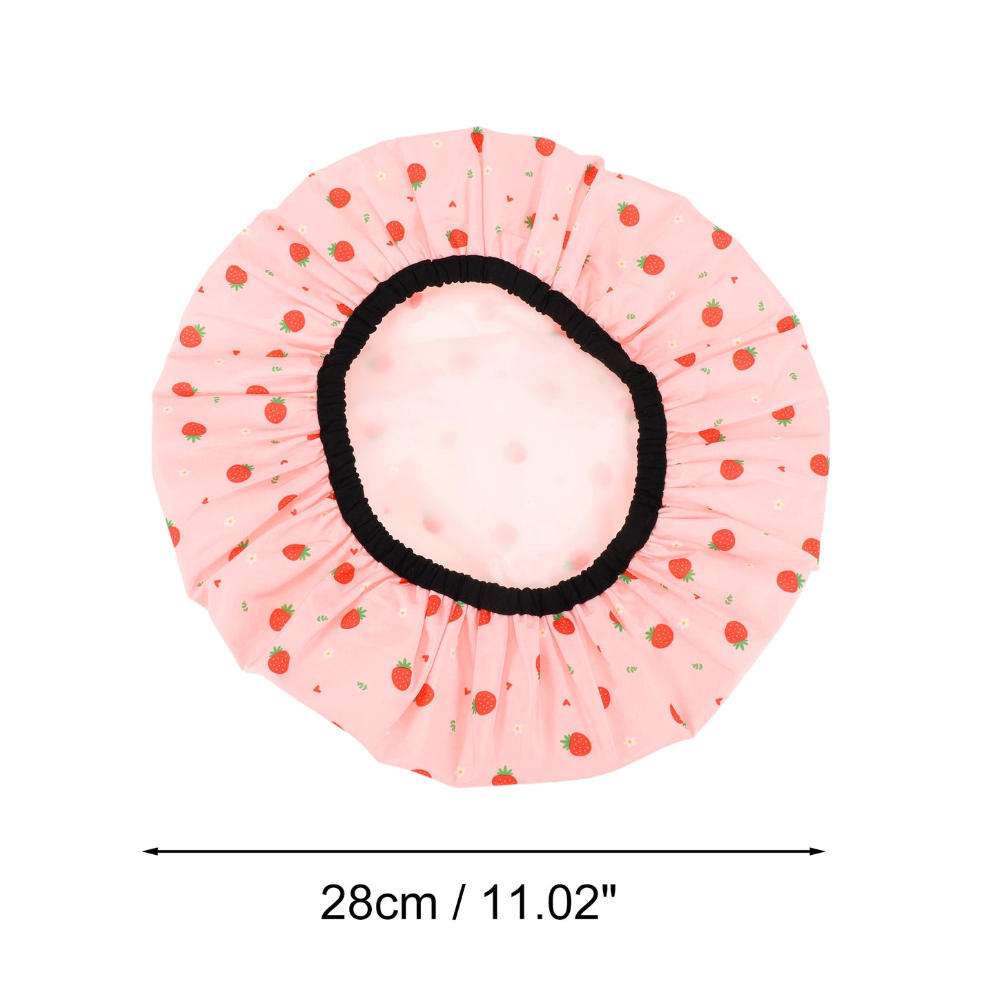 1 Pc Women's Double Layer Strawberry Bath Cap Pink Red