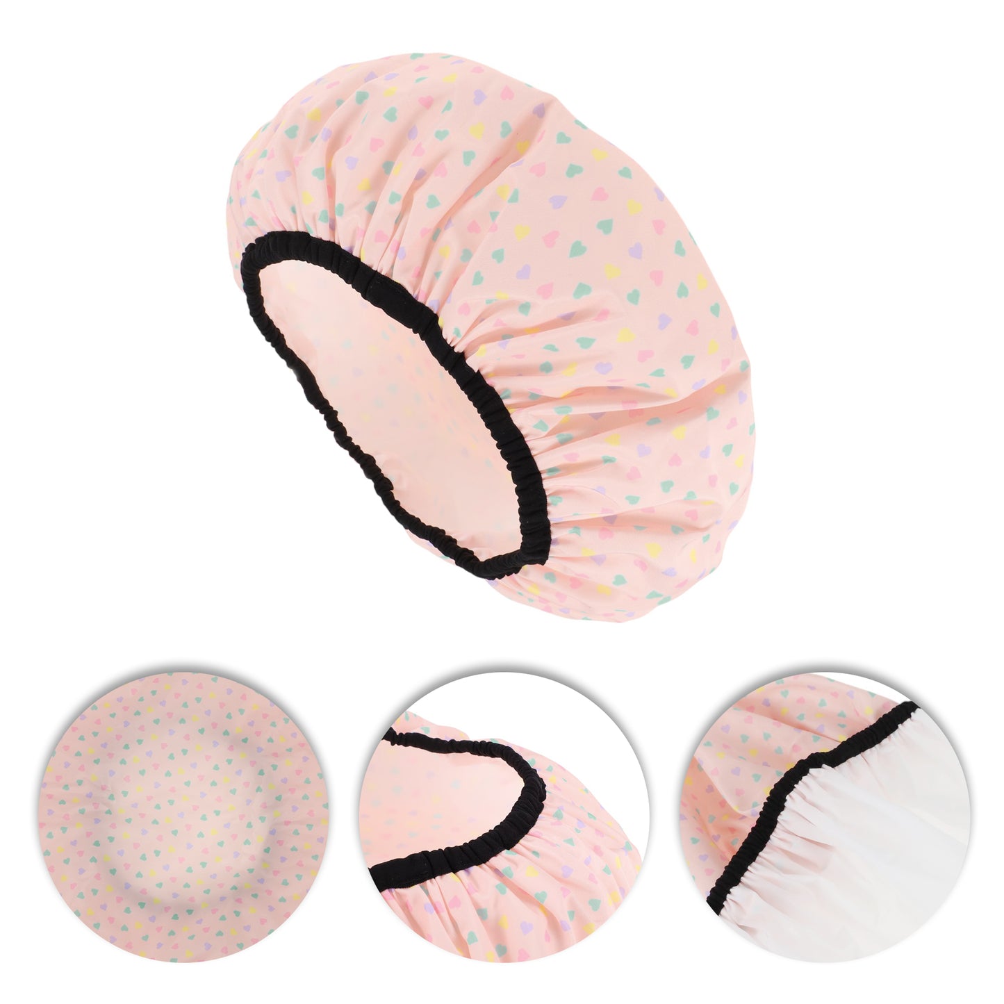 1 Pc Douple Layer Shower Cap Heart Waterproof Bath Cap