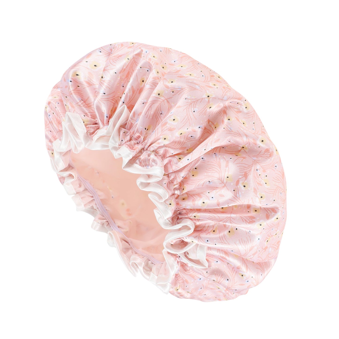 1 Pc Women Flower Bath Cap Shower Cap for Bathroom Pink
