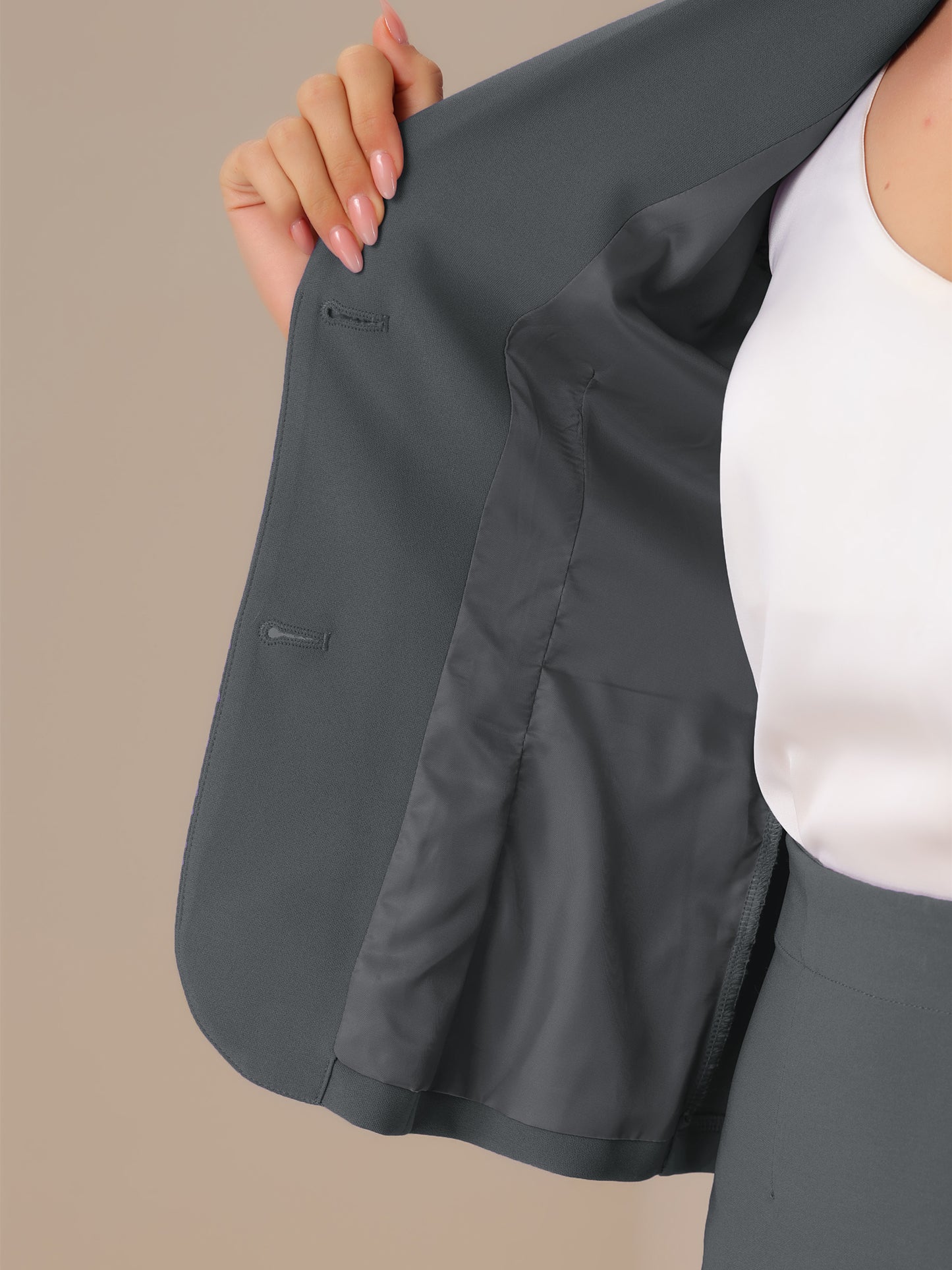 Conjunto de traje de falda de negocios para mujer, para trabajo, oficina, blazer de manga corta, chaqueta, falda lápiz