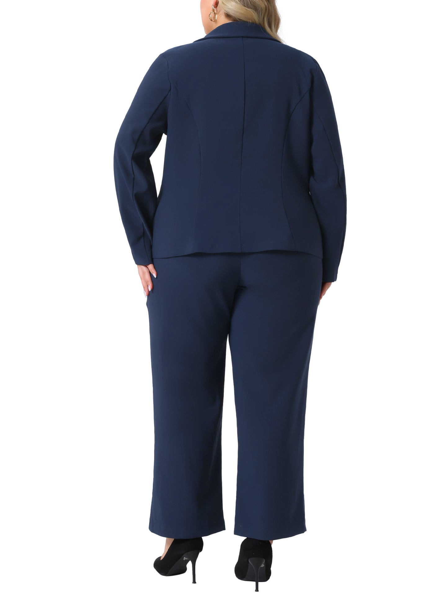 Traje de dos piezas de talla grande para mujer, conjunto de chaqueta y pantalón para oficina de negocios