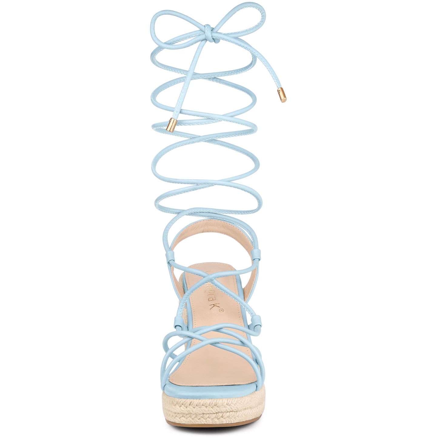 Alpargatas con plataforma, punta cuadrada y cordones para mujer
