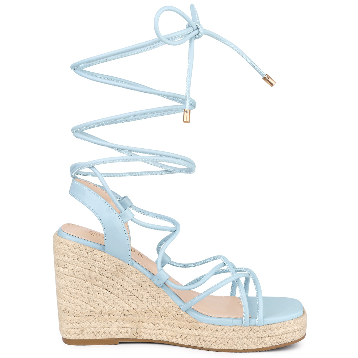 Alpargatas con plataforma, punta cuadrada y cordones para mujer