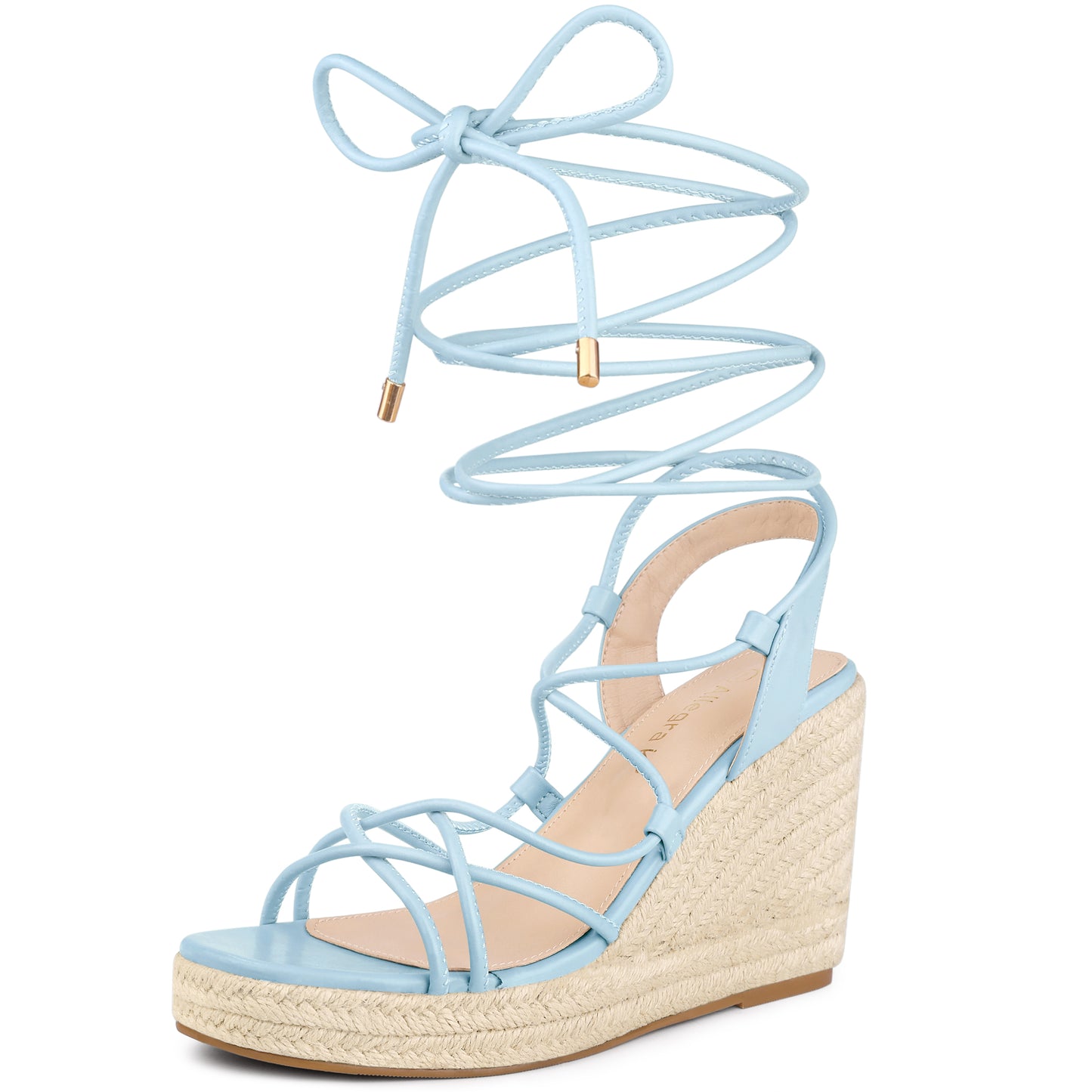 Alpargatas con plataforma, punta cuadrada y cordones para mujer