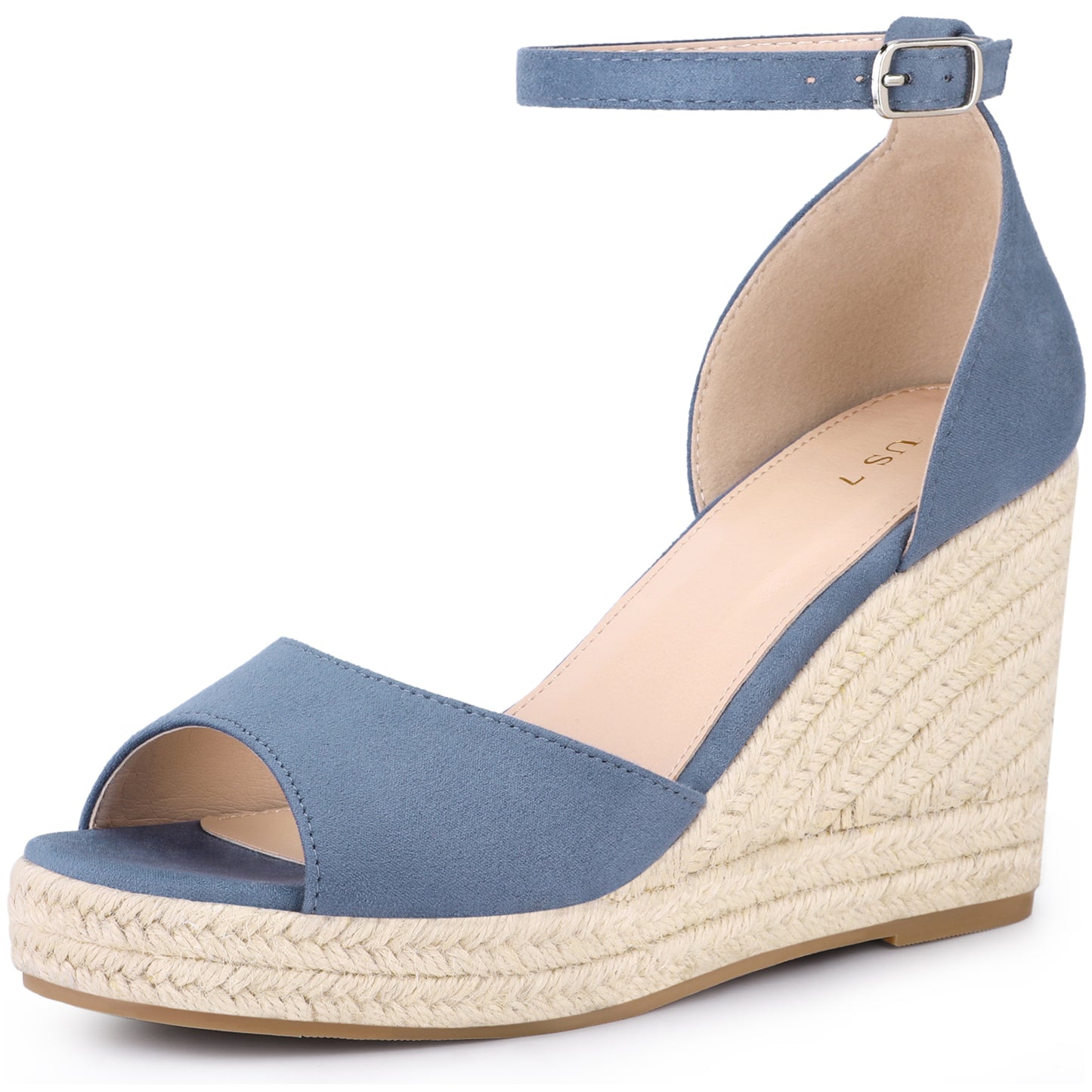 Sandalias de plataforma con tiras en el tobillo y tacón de cuña para mujer