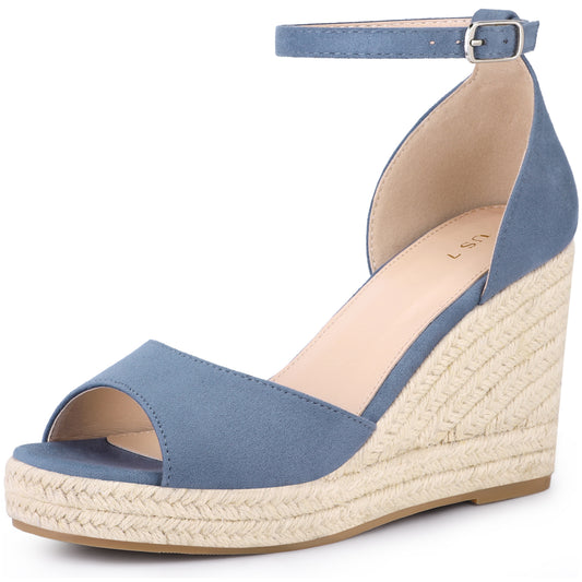 Women's Espadrille Platform Ankle Strap Wedge Heel Sandals