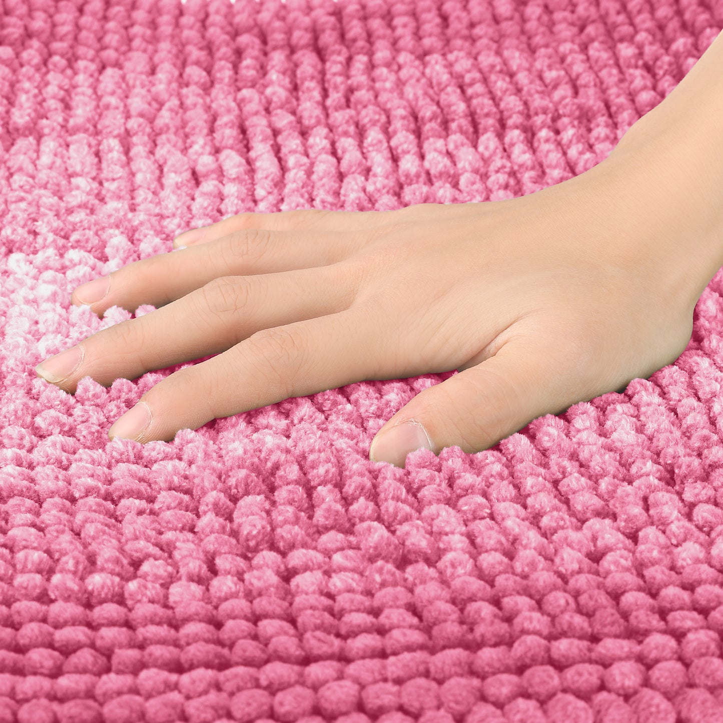 Contrasting Color Striped Bathroom Rugs, Non-Slip Plush Shaggy Bath Mats